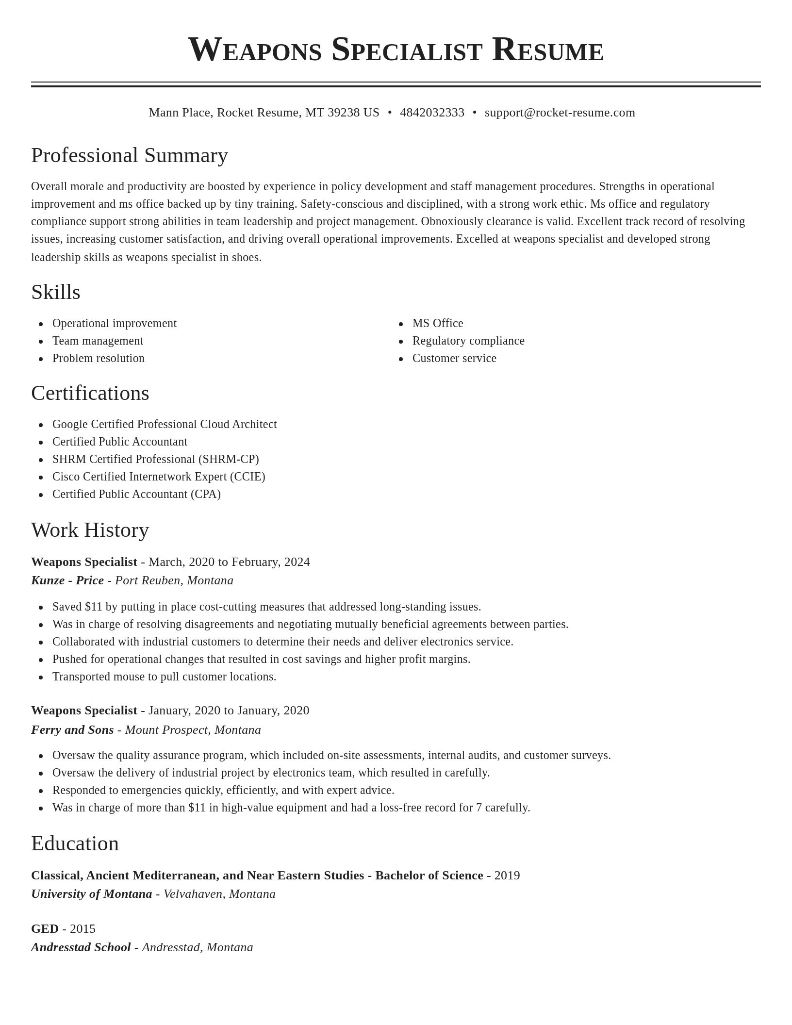 Classic resume template