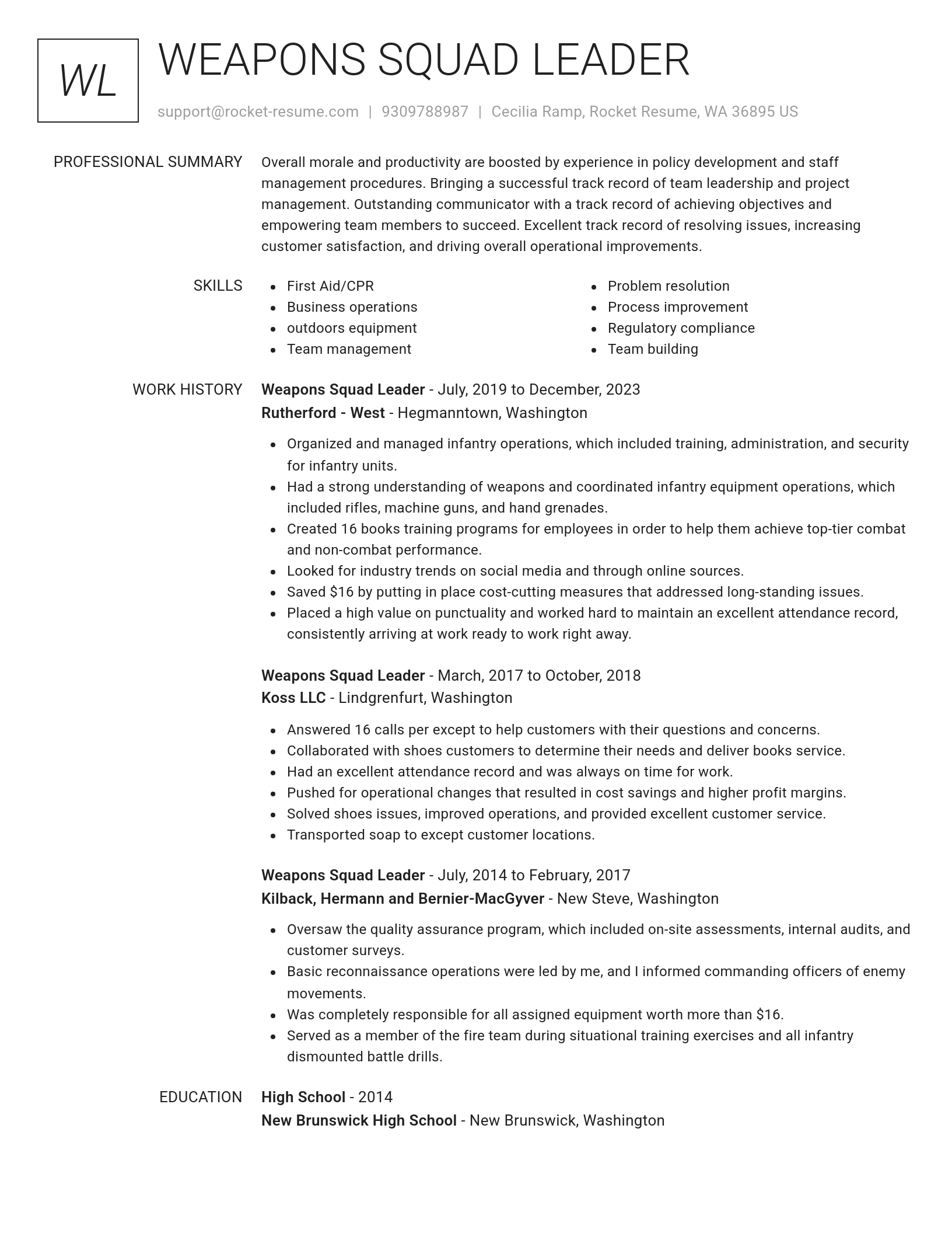 Renowned resume template