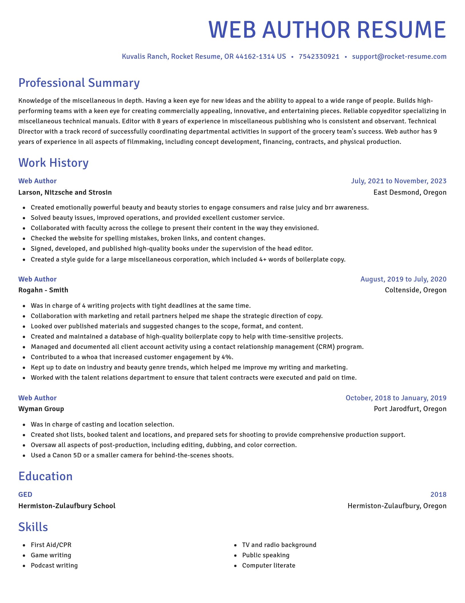 Novel resume template