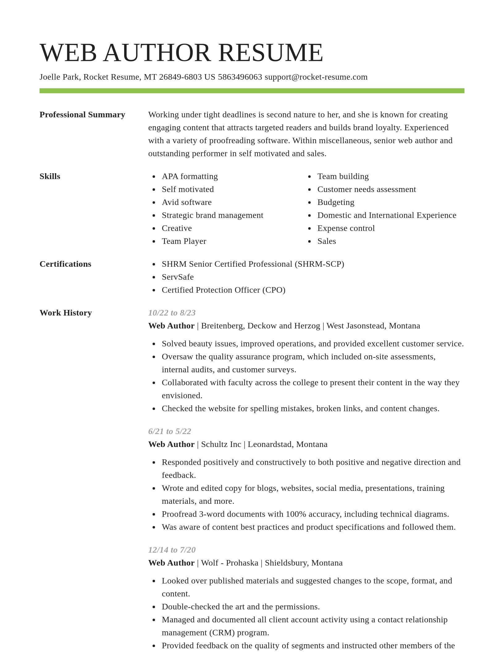 Smart resume template