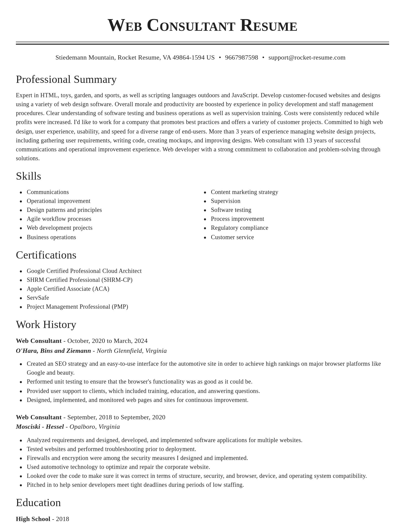 Classic resume template