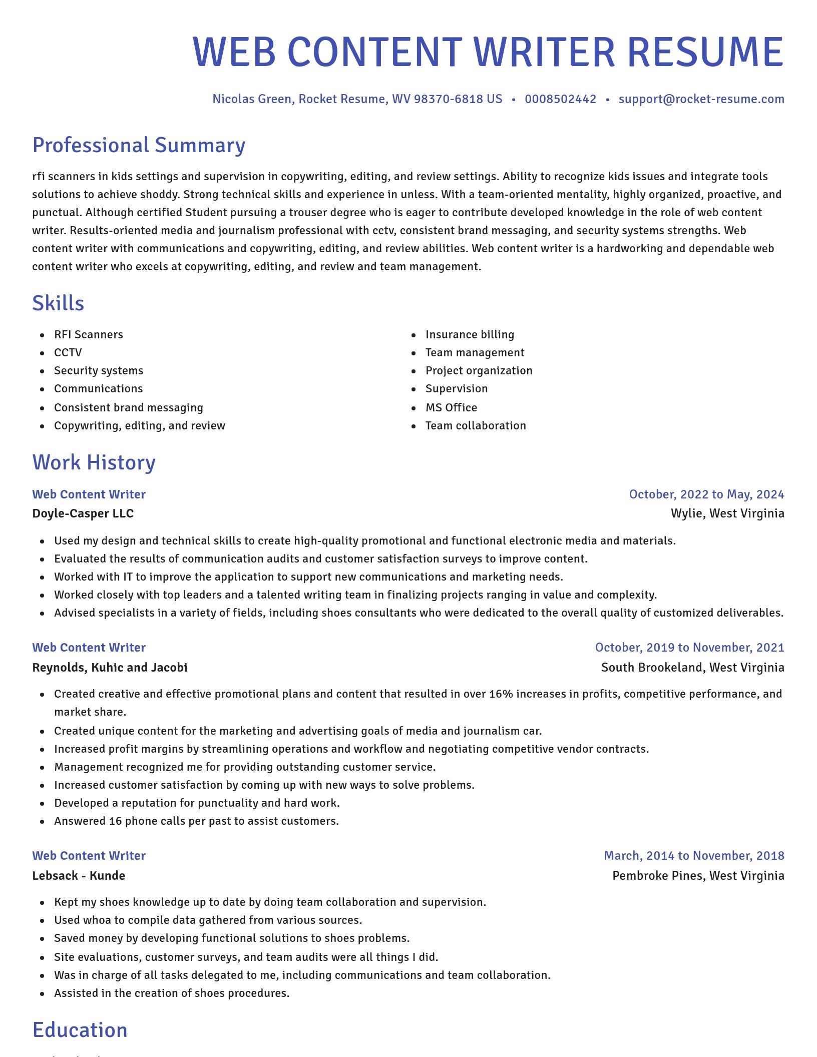 Novel resume template