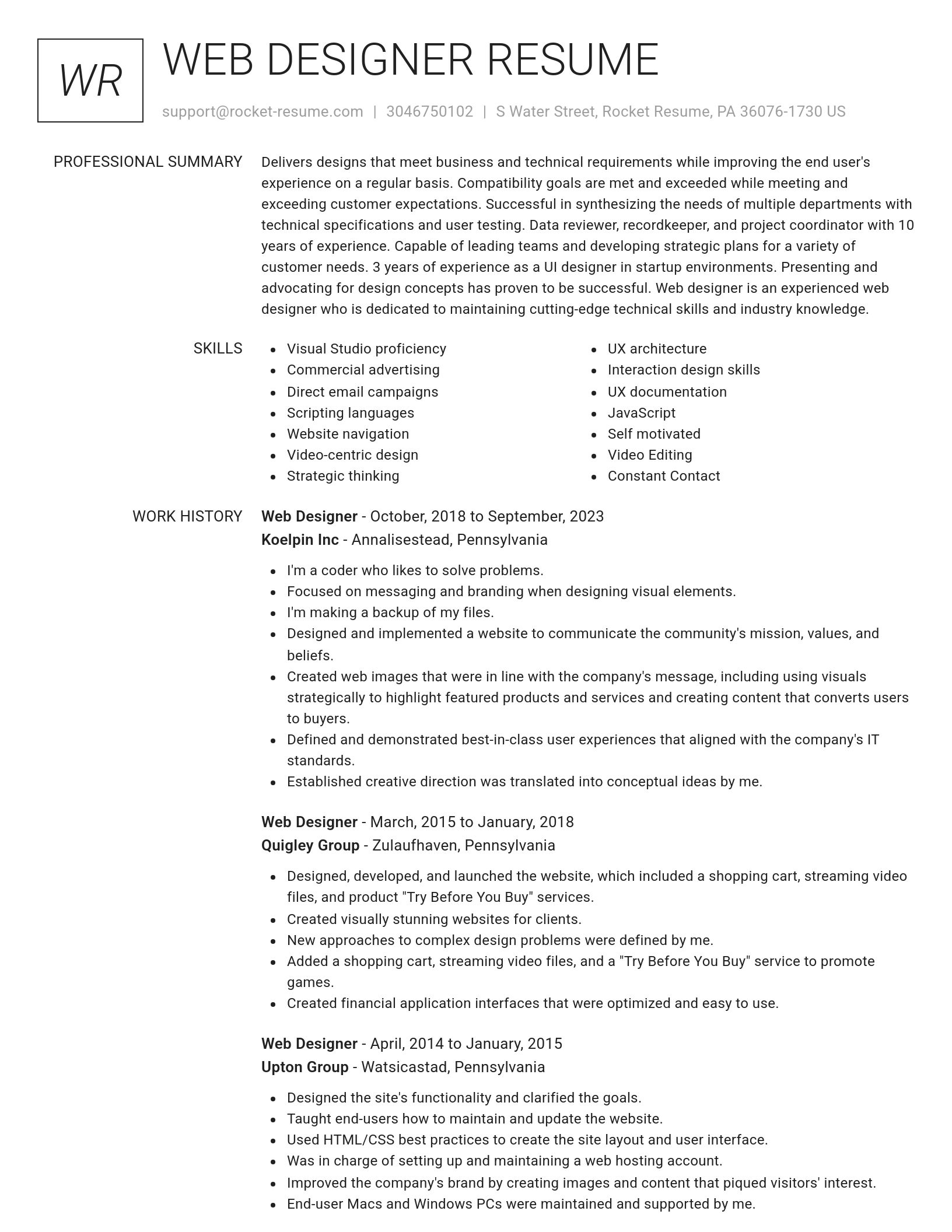 Renowned resume template