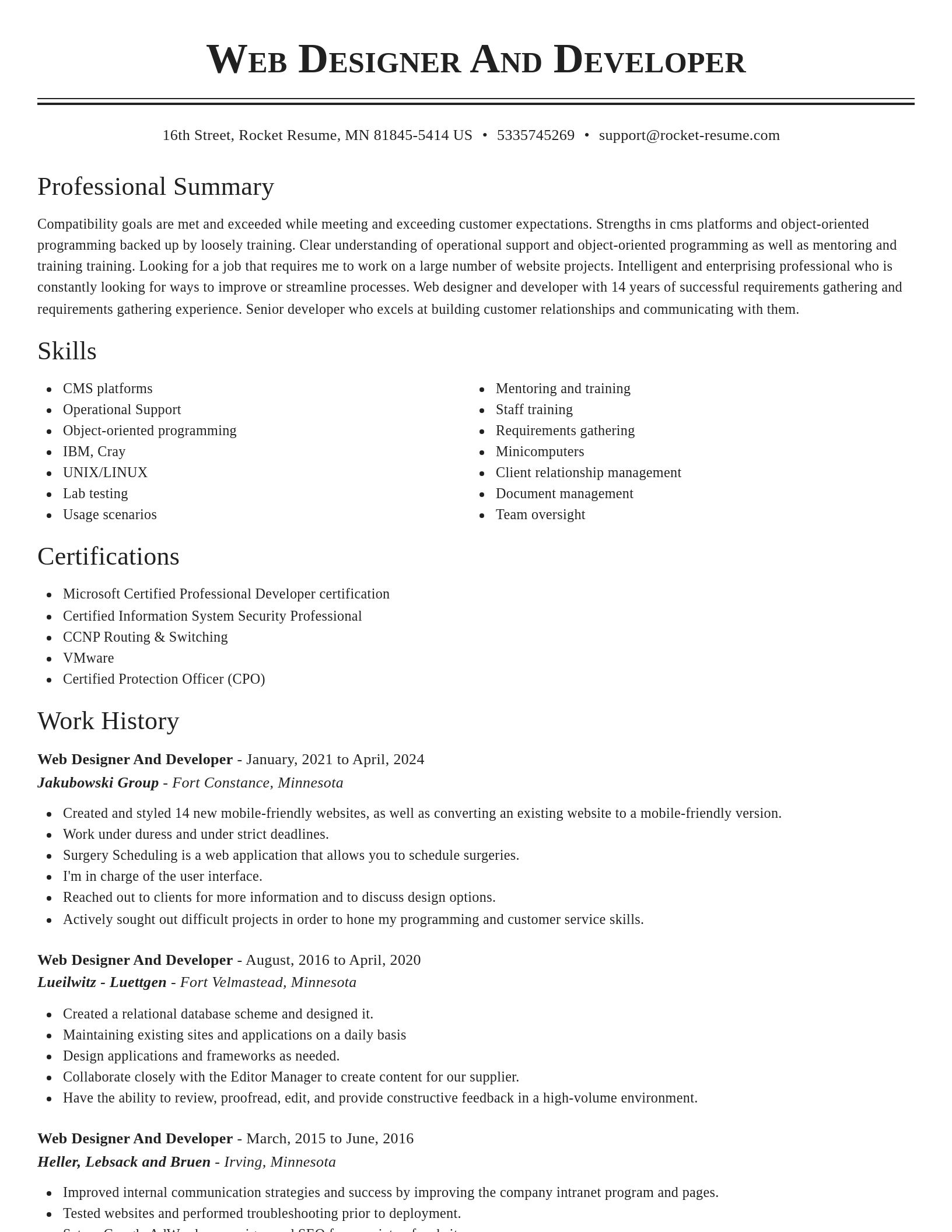 Classic resume template