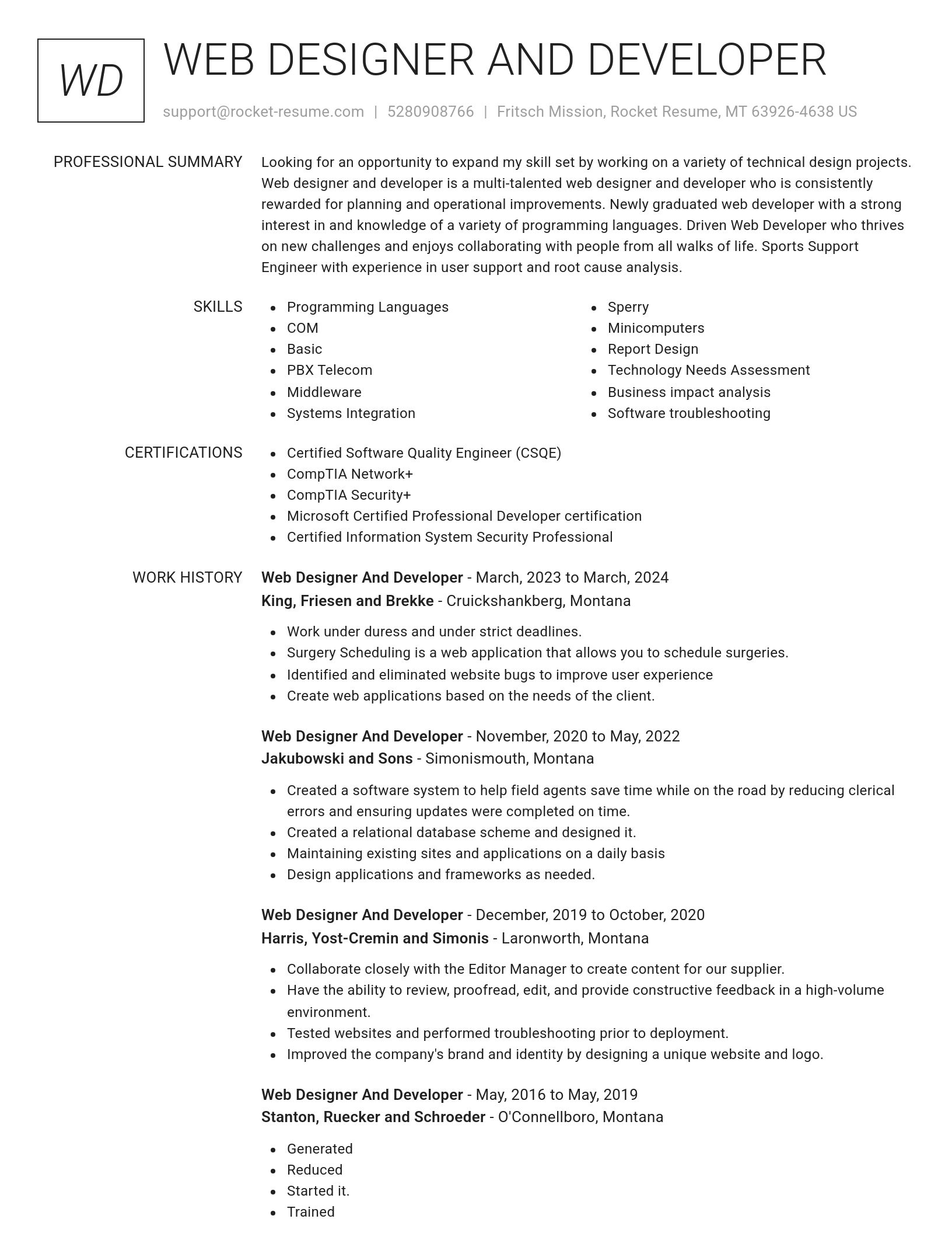 Renowned resume template