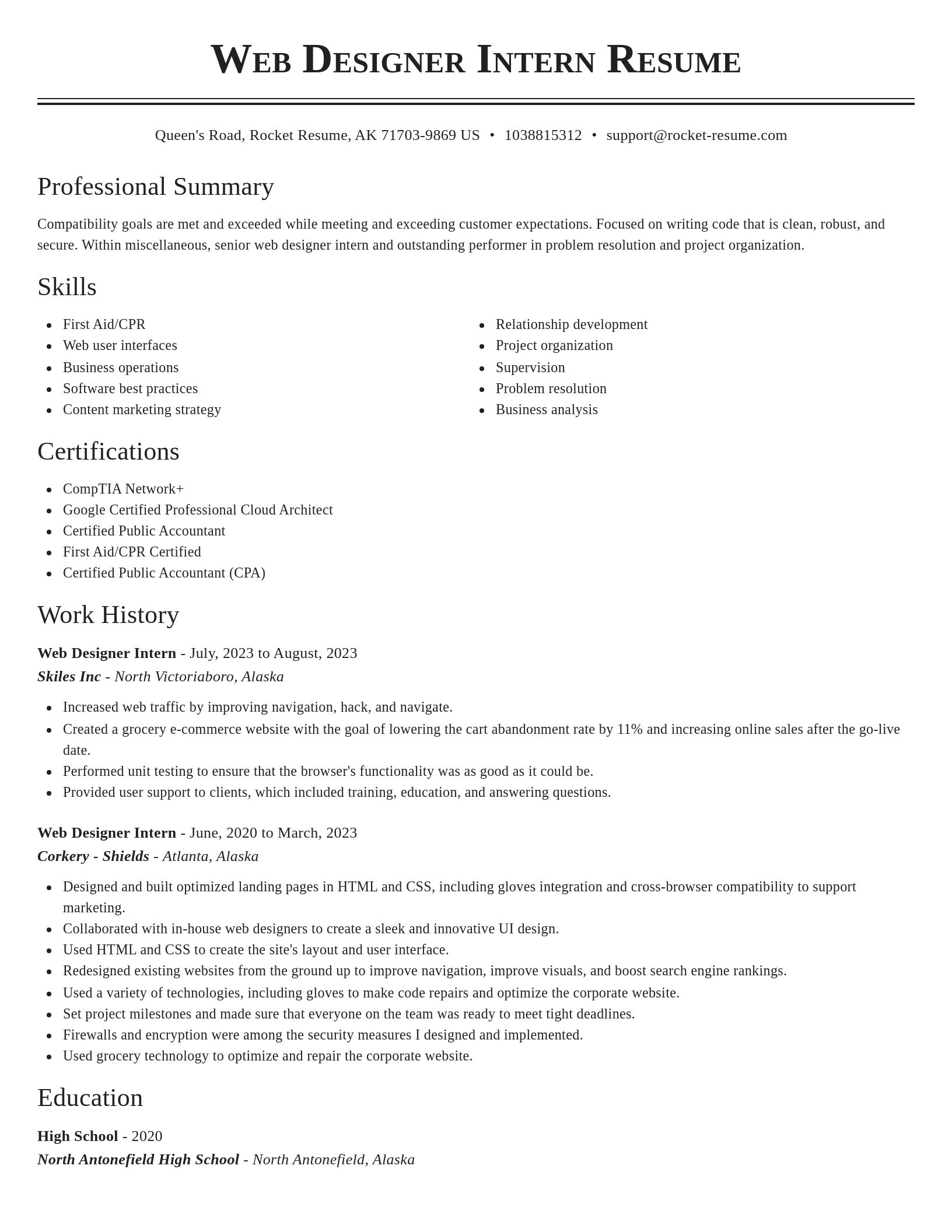 Classic resume template