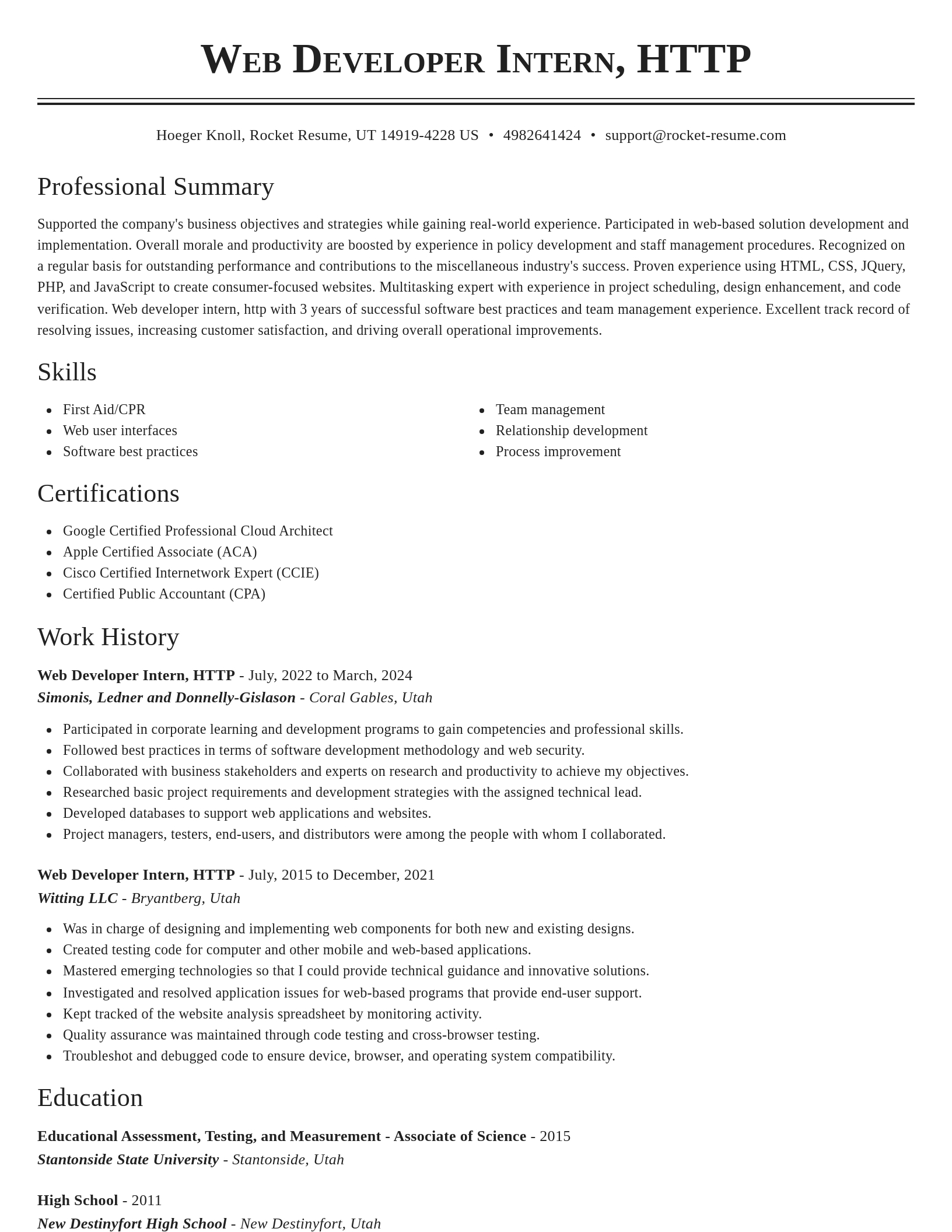Classic resume template