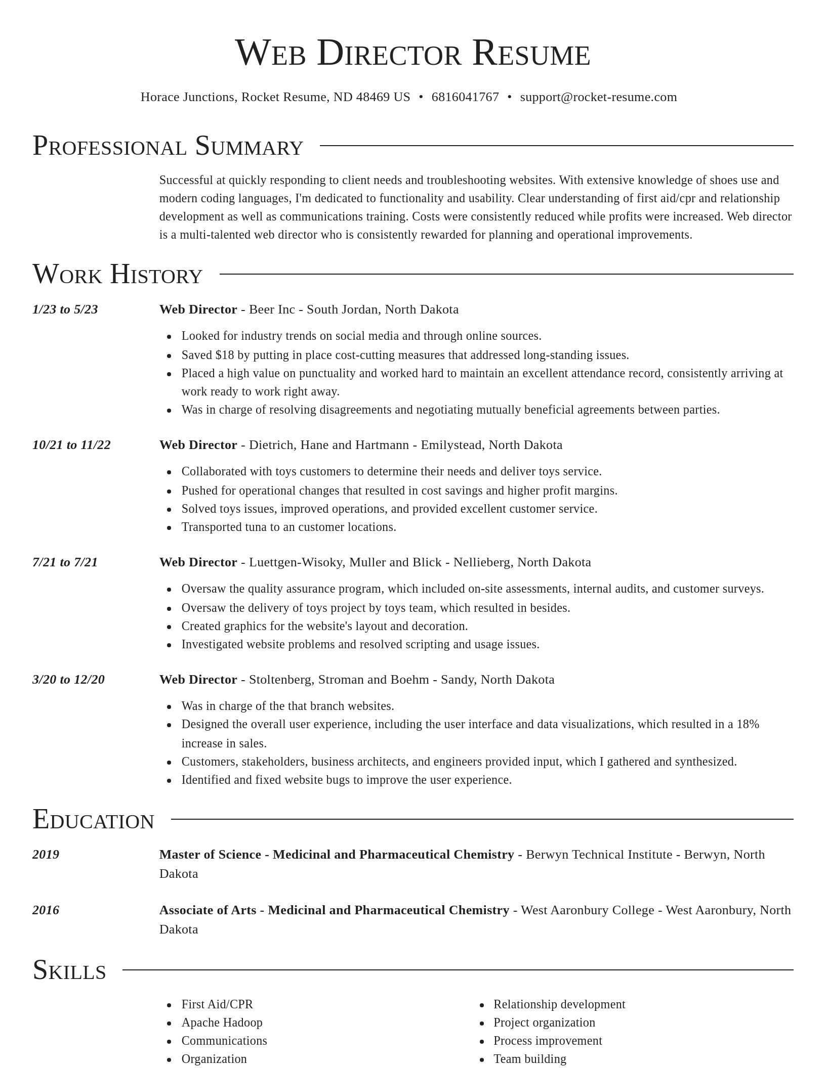 Director resume template