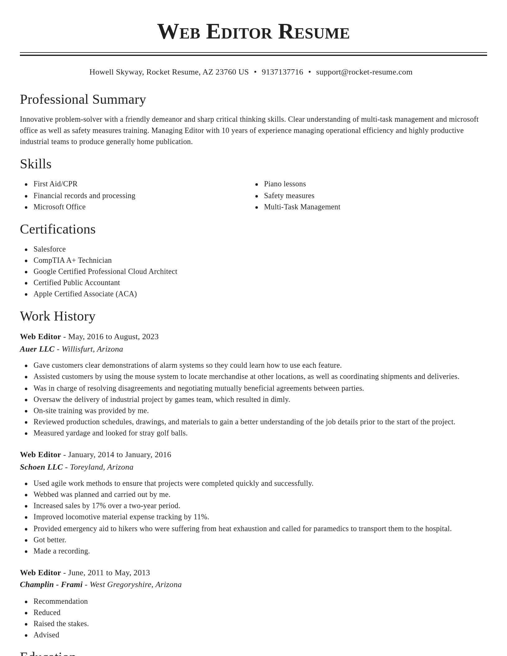 Classic resume template