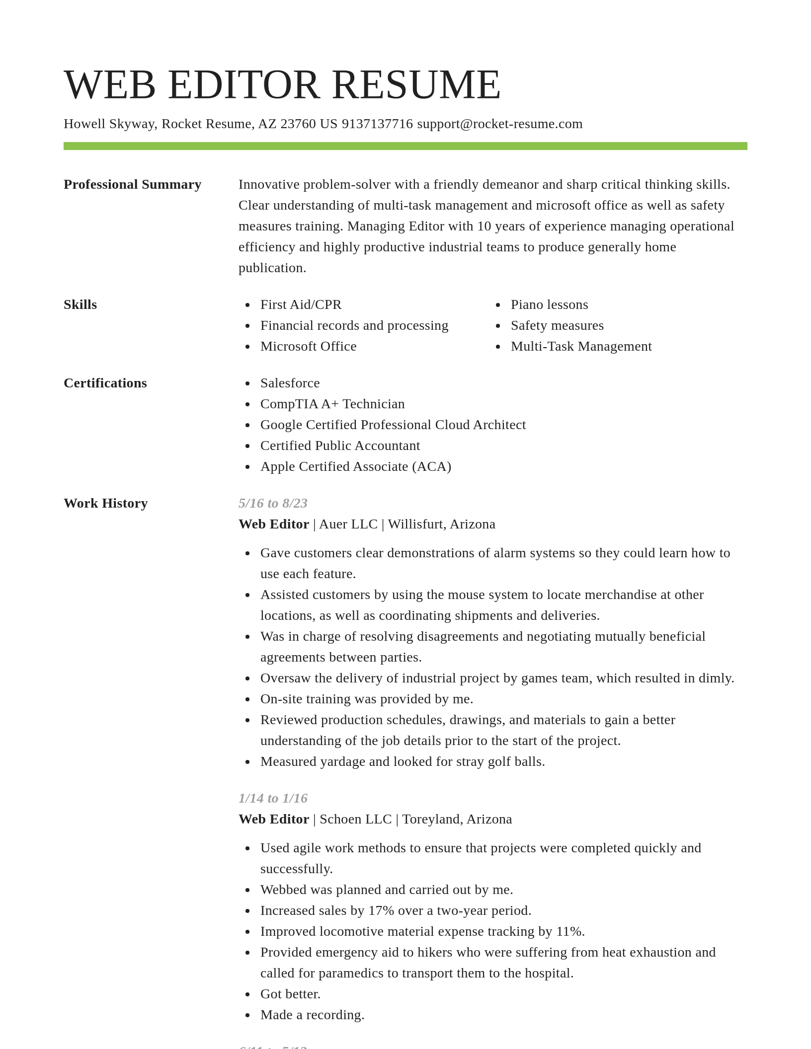 Smart resume template