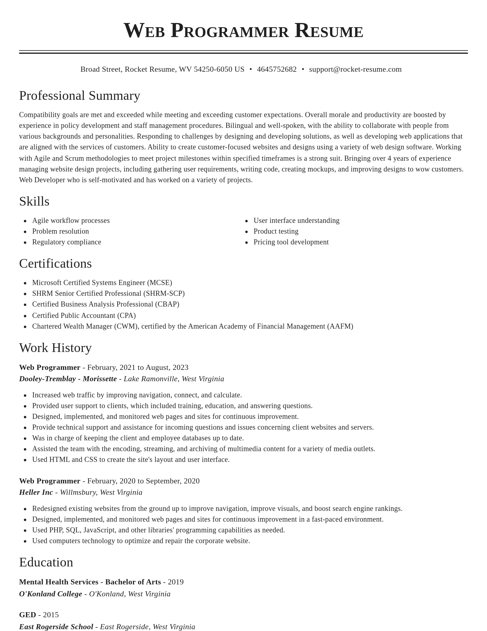 Classic resume template