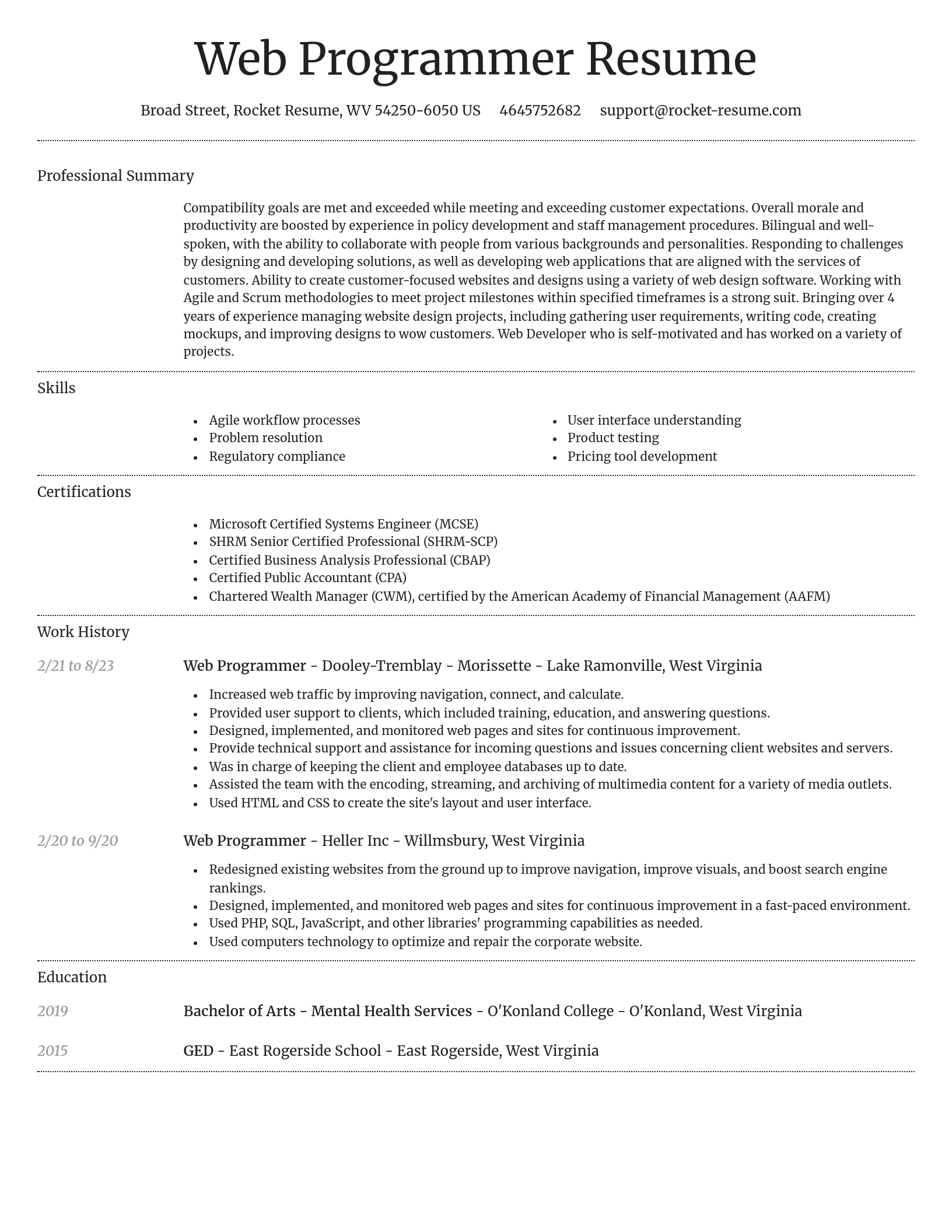 Dignified resume template