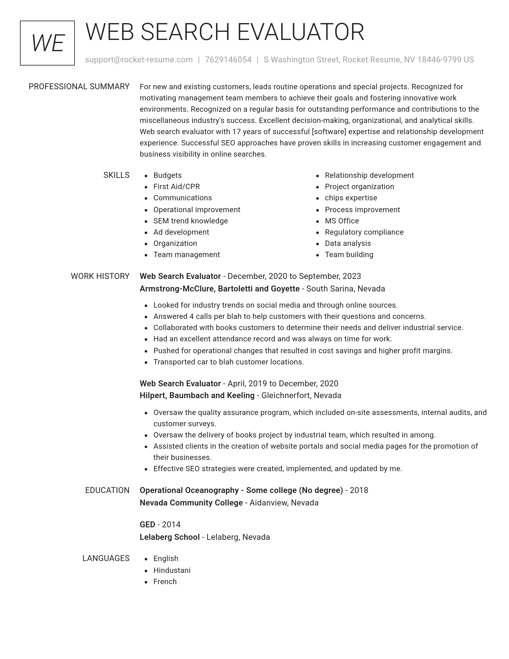 Renowned resume template