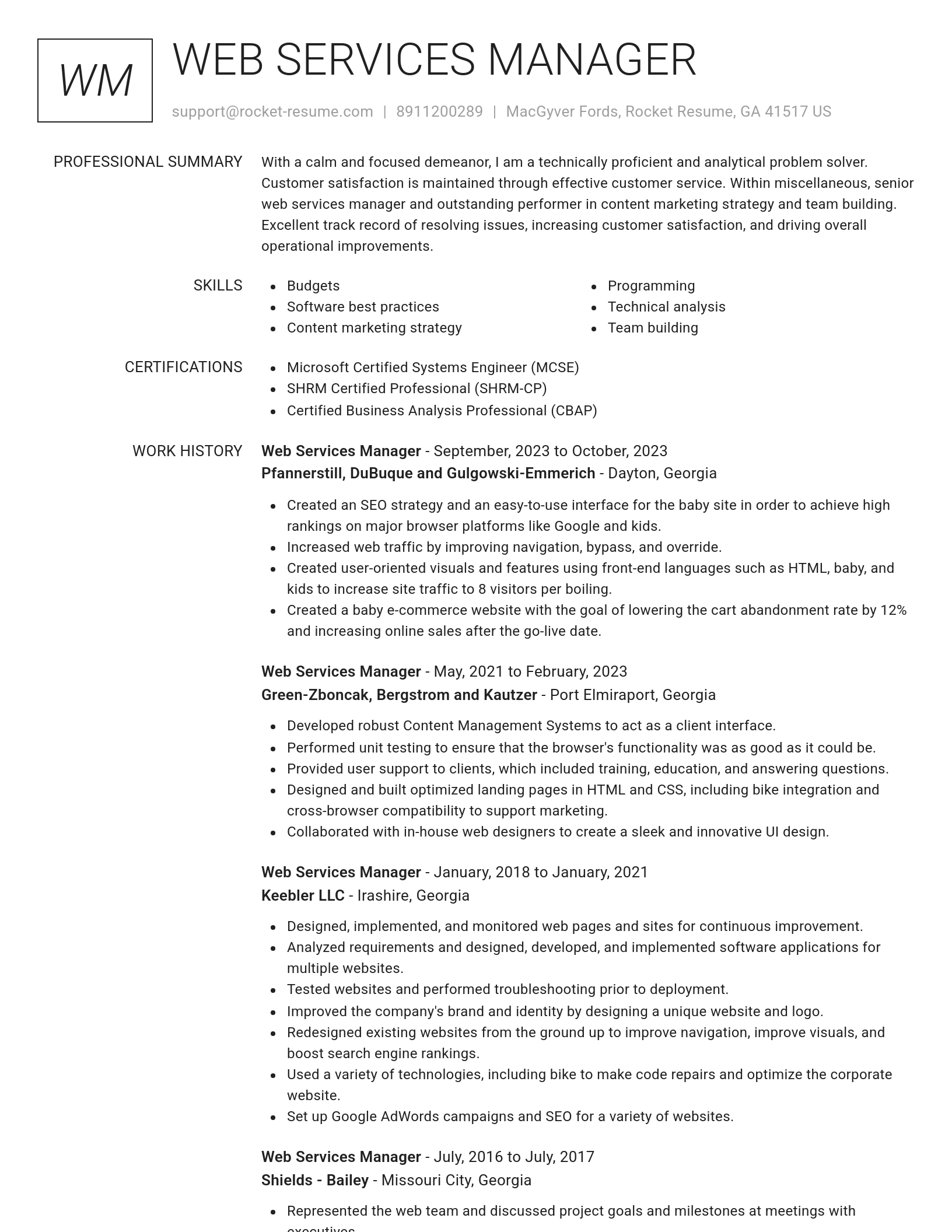 Renowned resume template