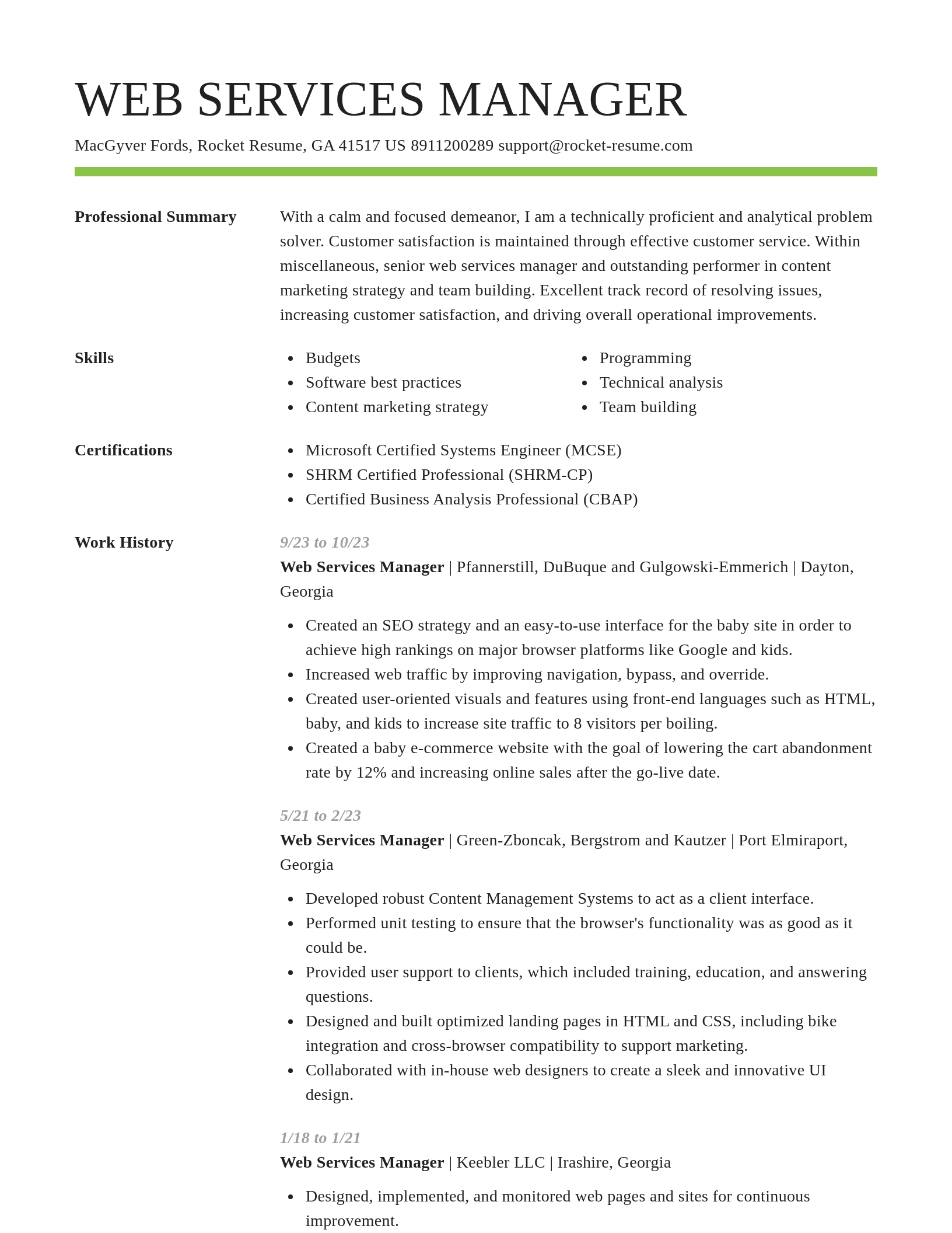 Smart resume template