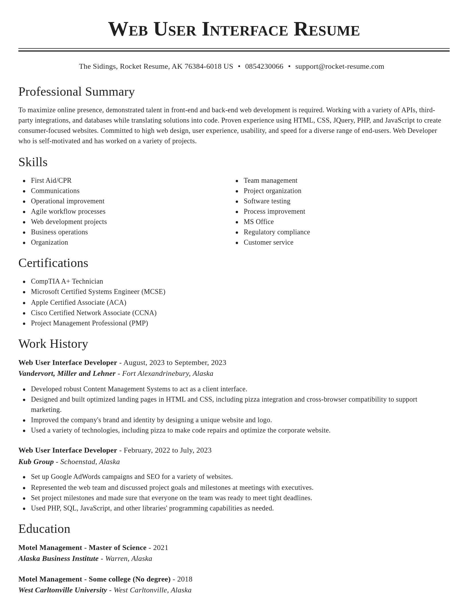 Classic resume template