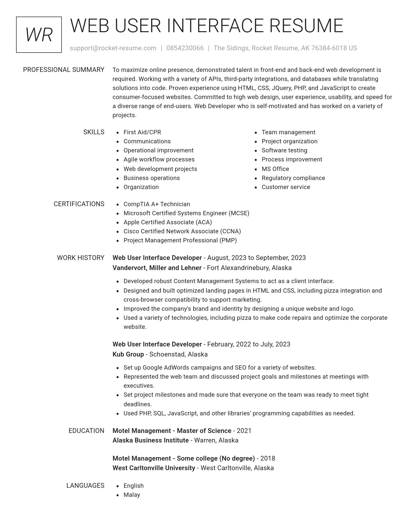 Renowned resume template