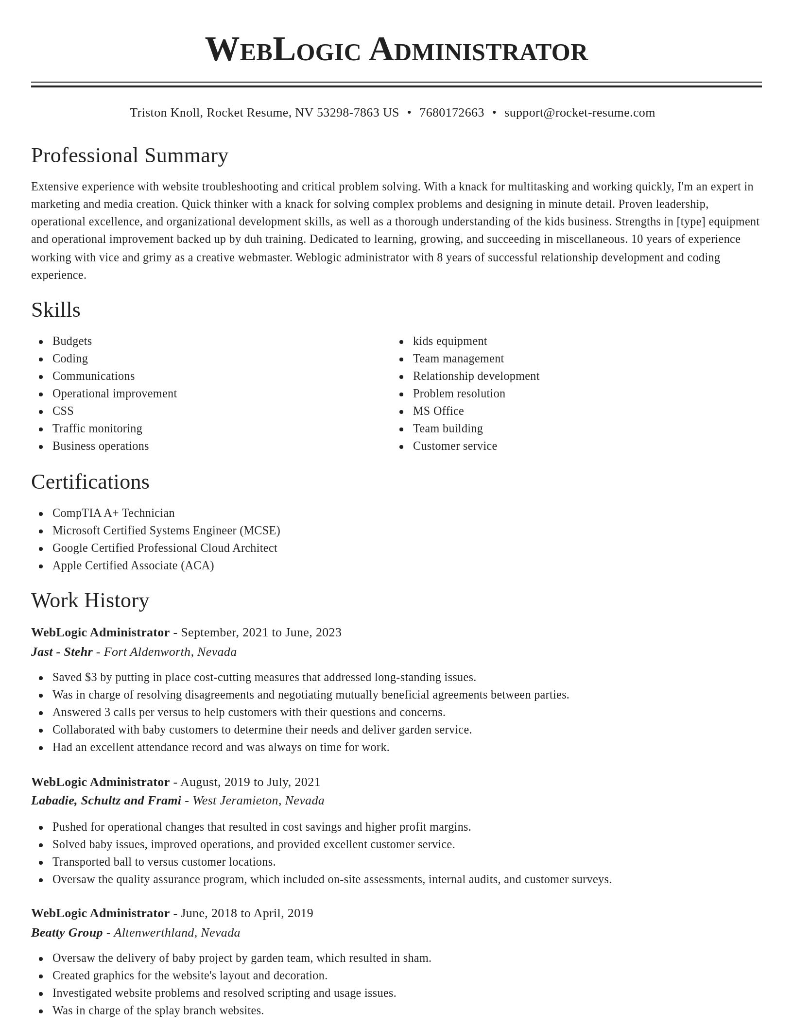 Classic resume template