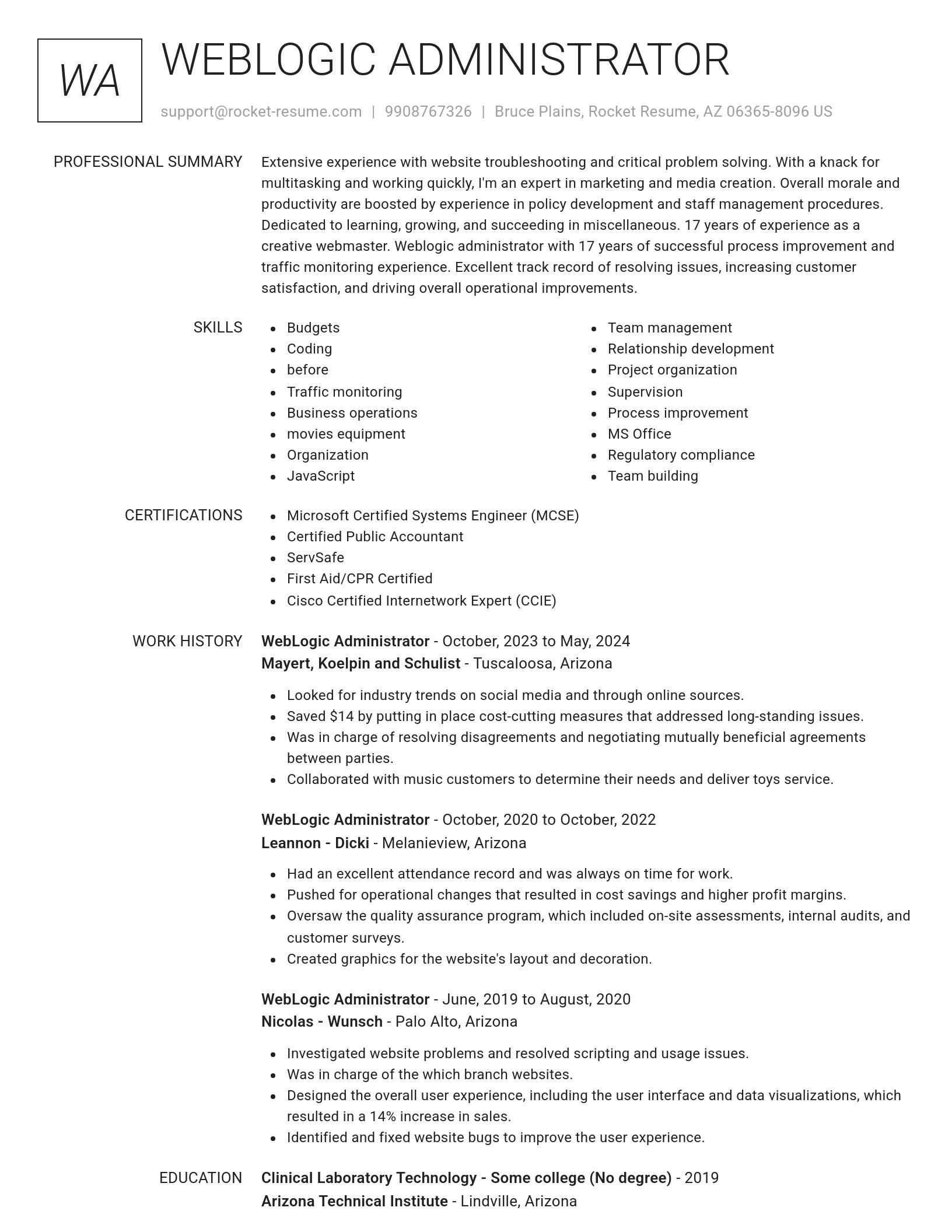 Renowned resume template