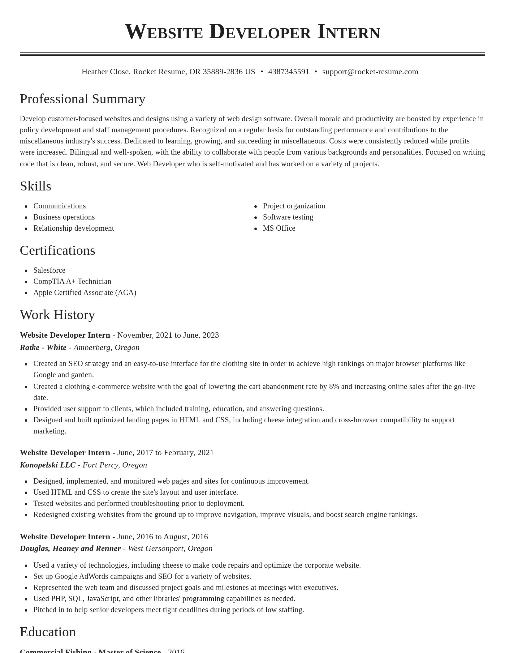 Classic resume template