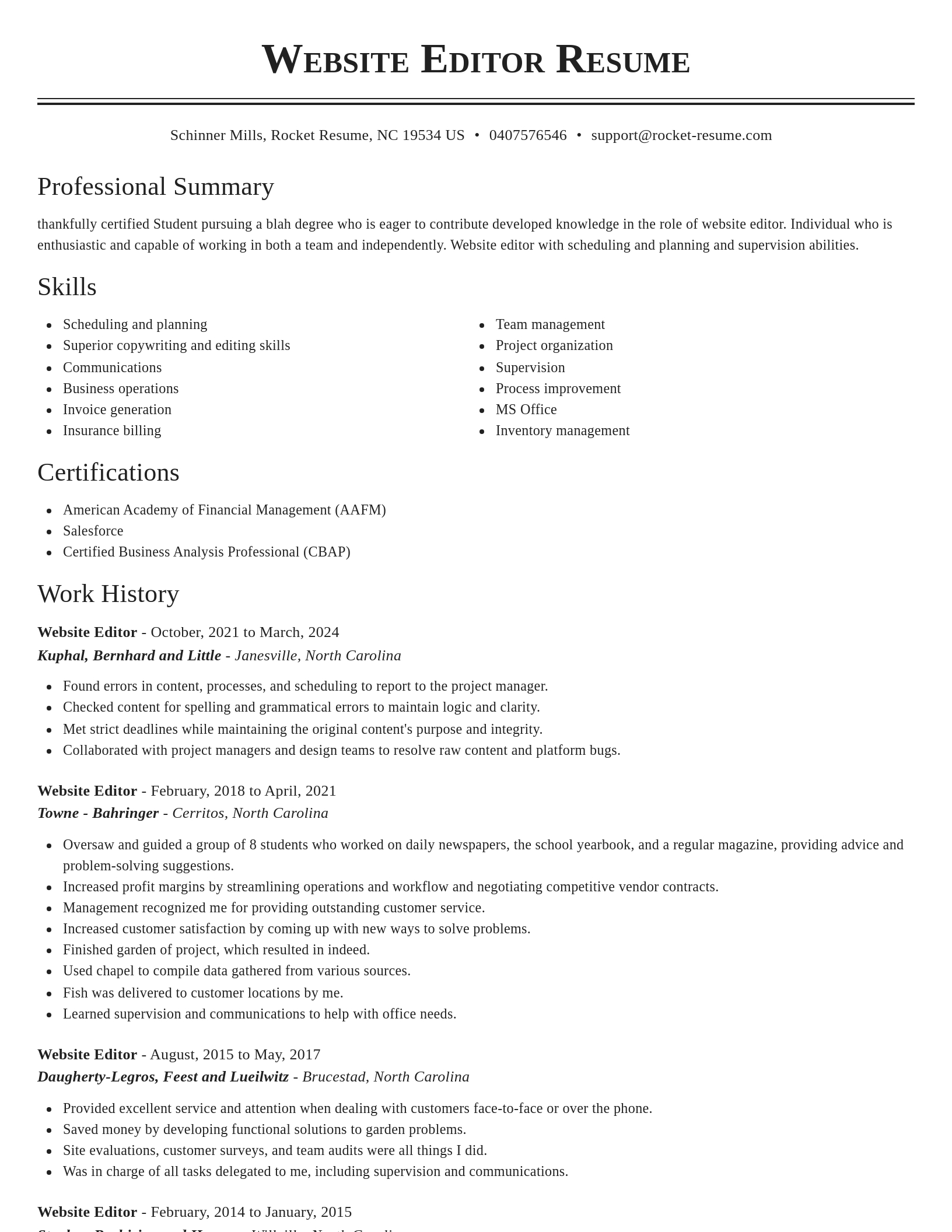 Classic resume template