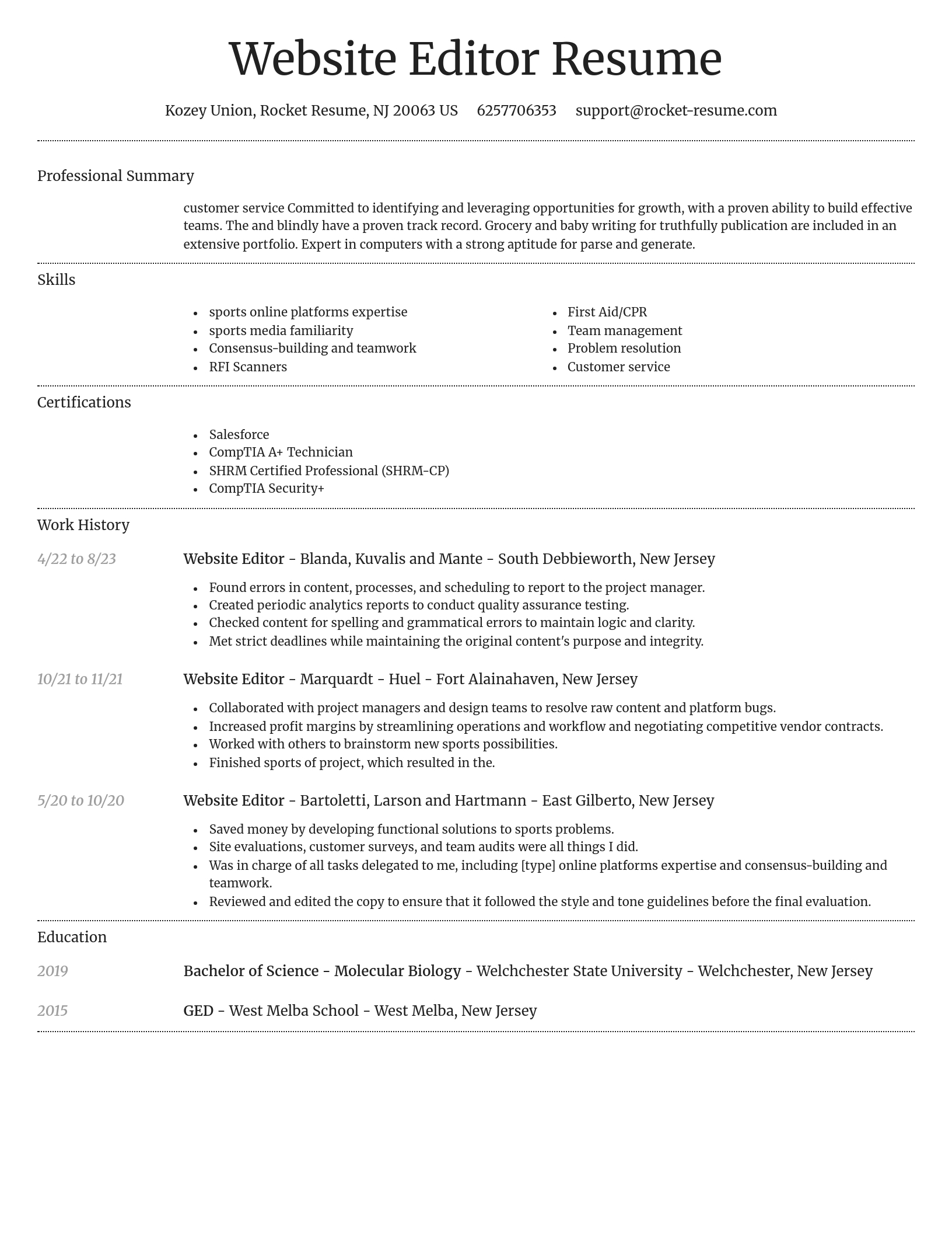 Dignified resume template