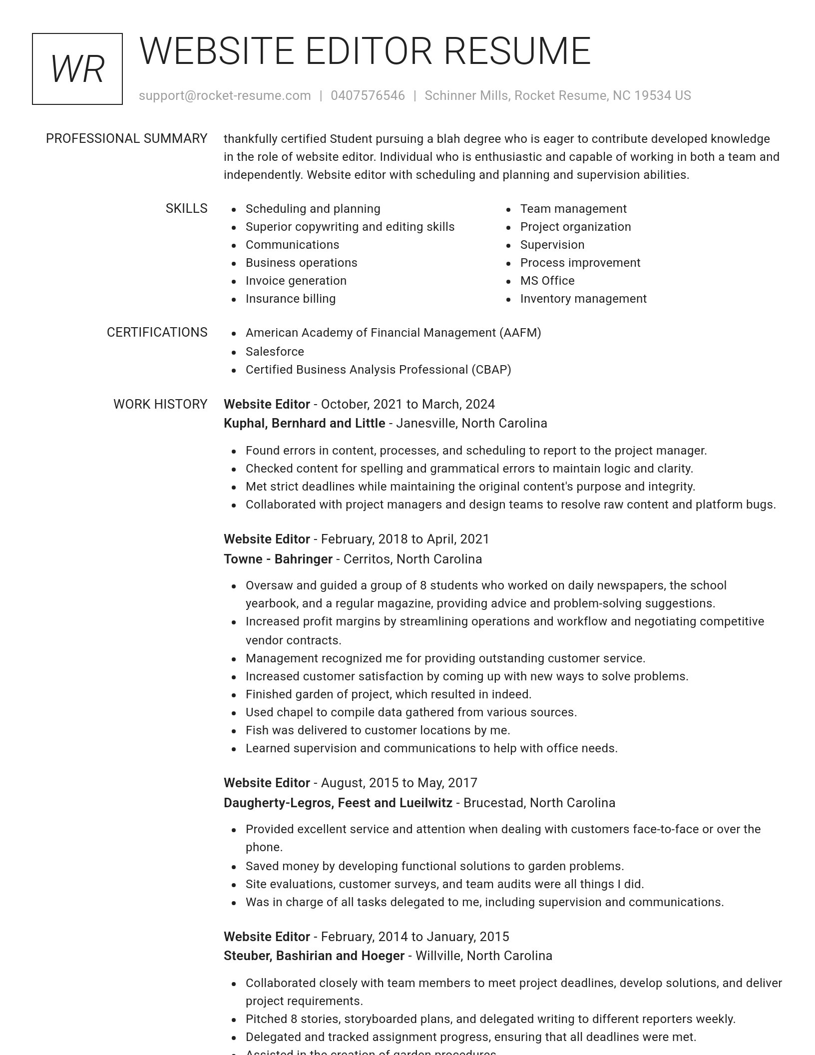 Renowned resume template