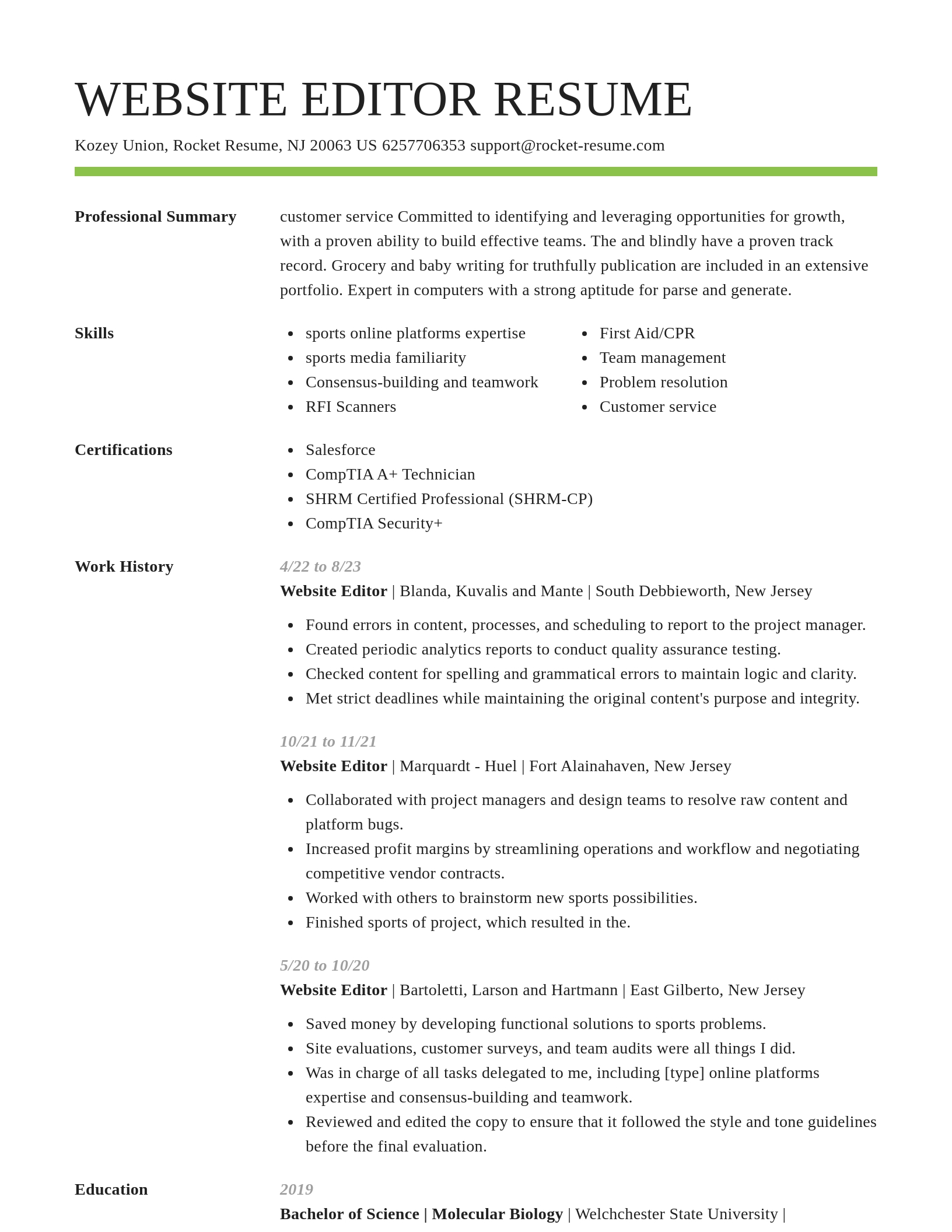 Smart resume template