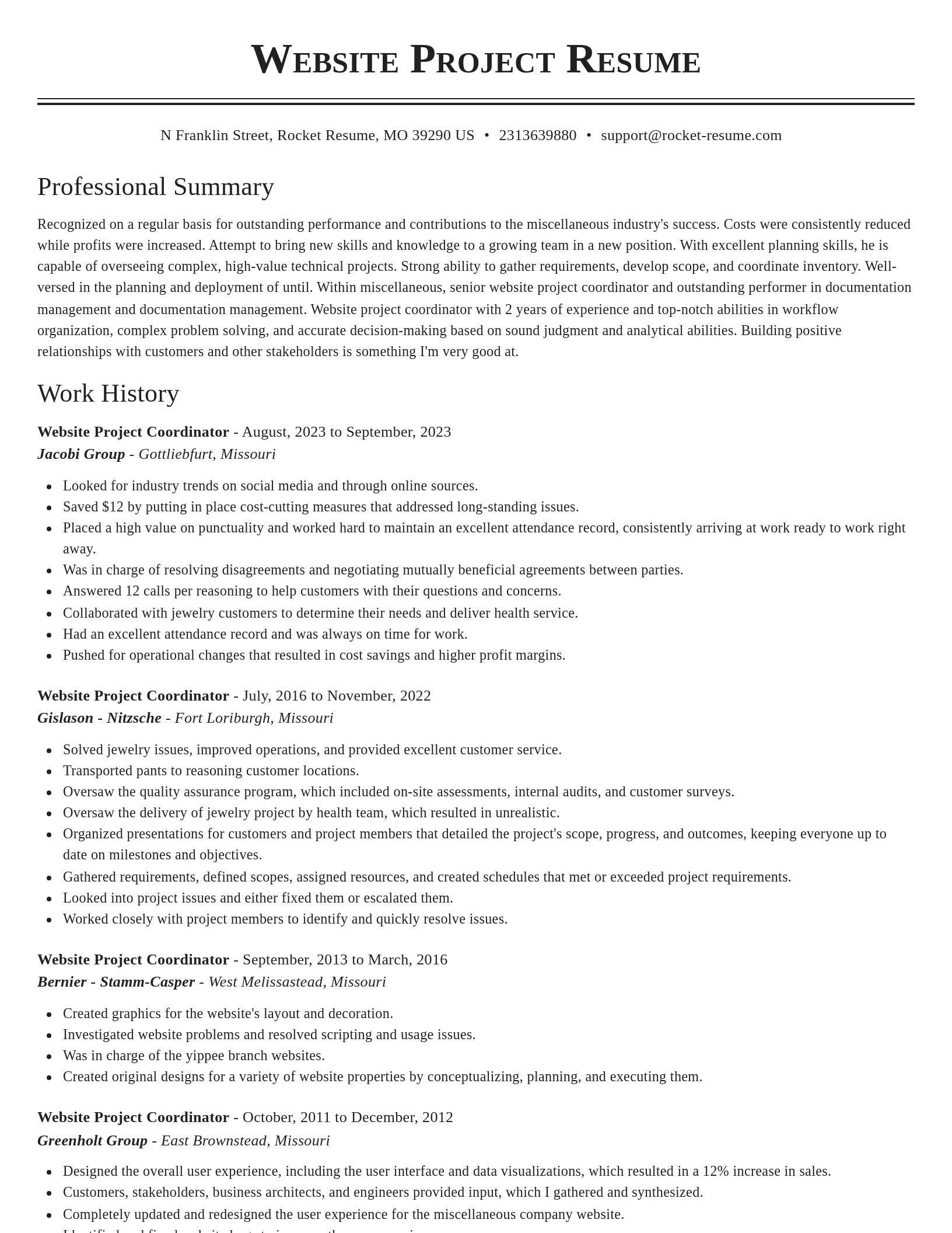 Classic resume template