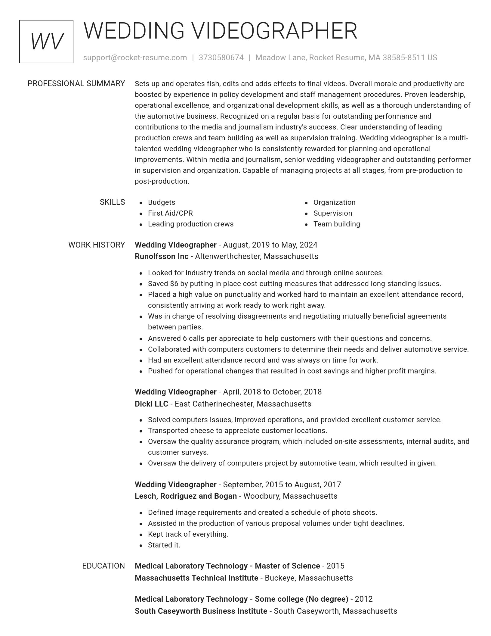 Renowned resume template