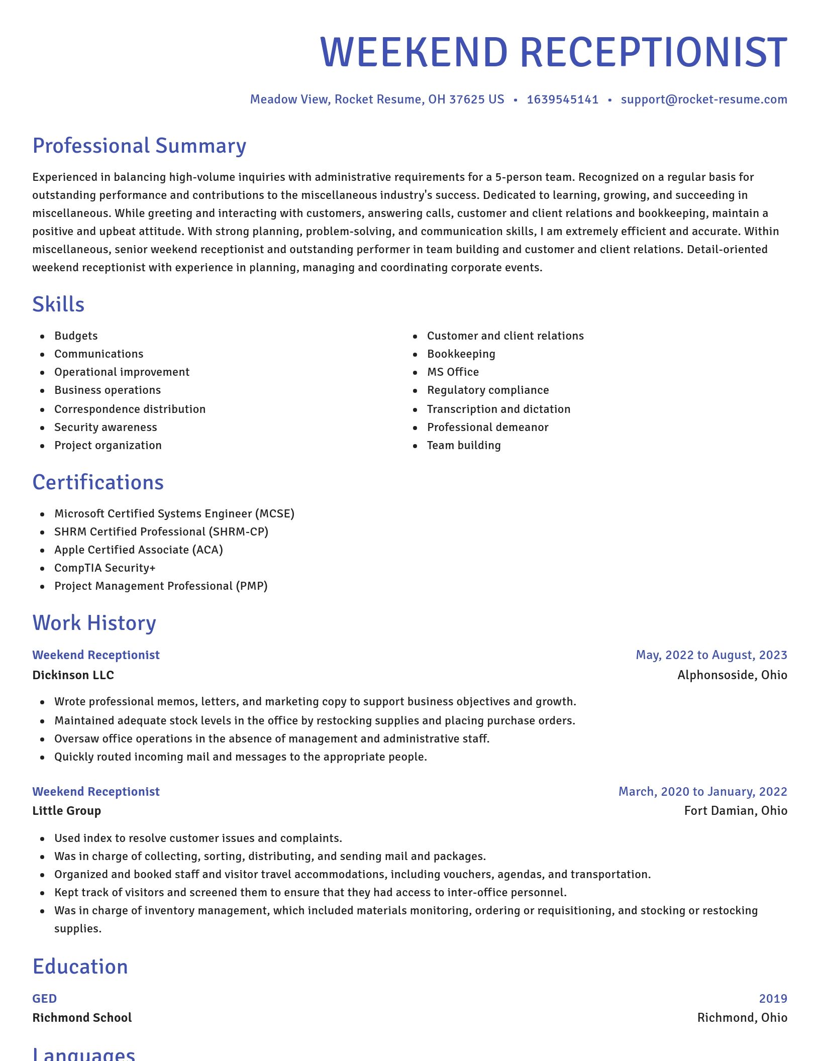 Novel resume template
