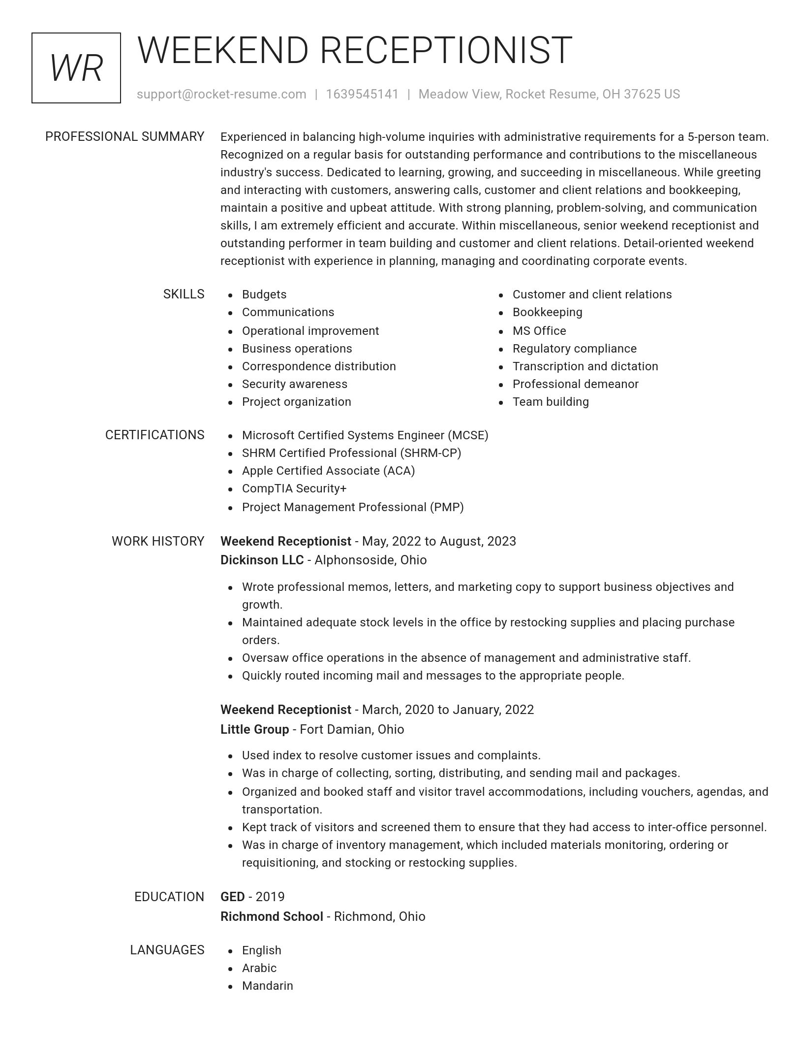 Renowned resume template