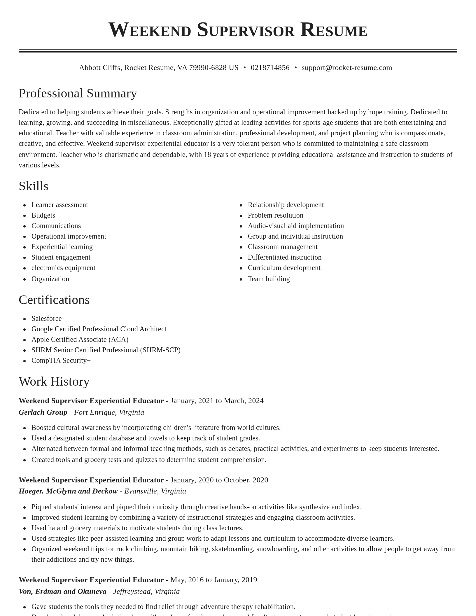 Classic resume template