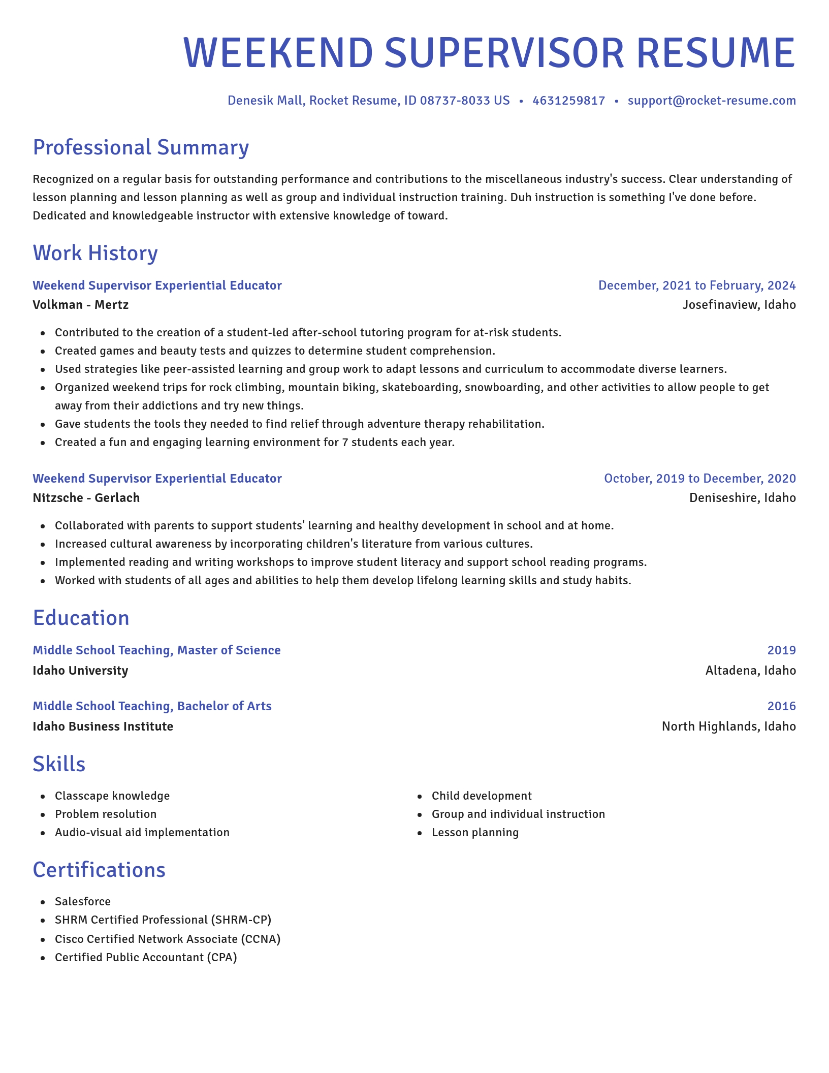 Novel resume template