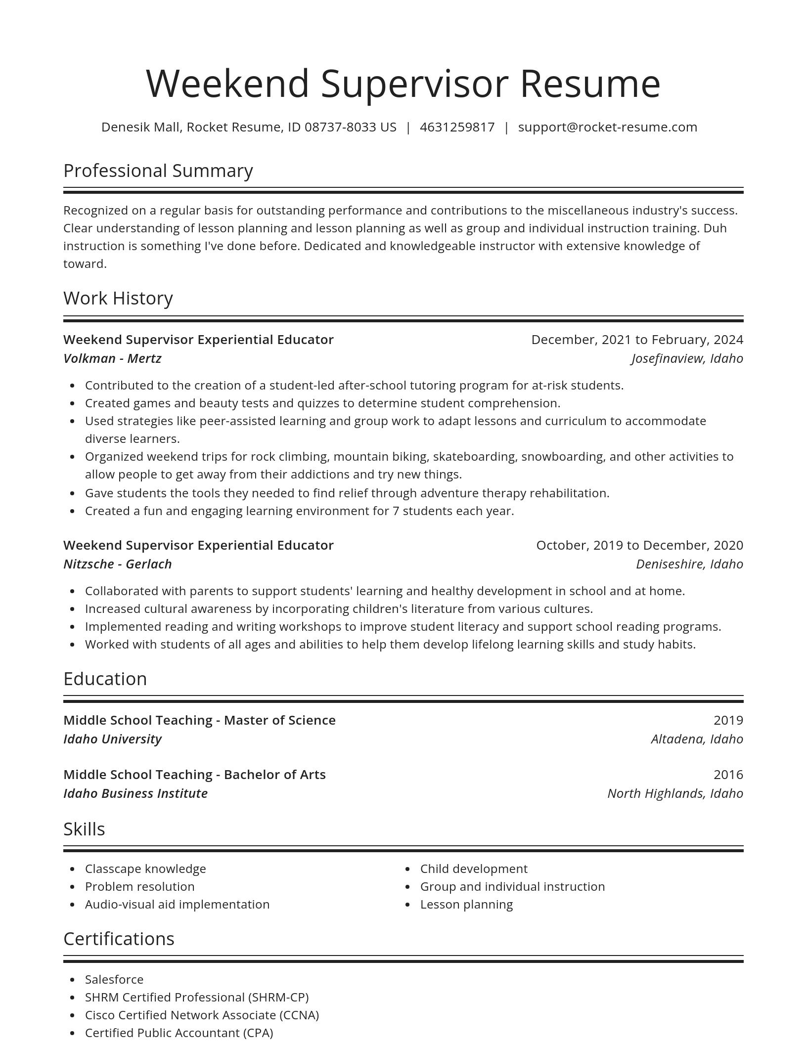 Spotlight resume template
