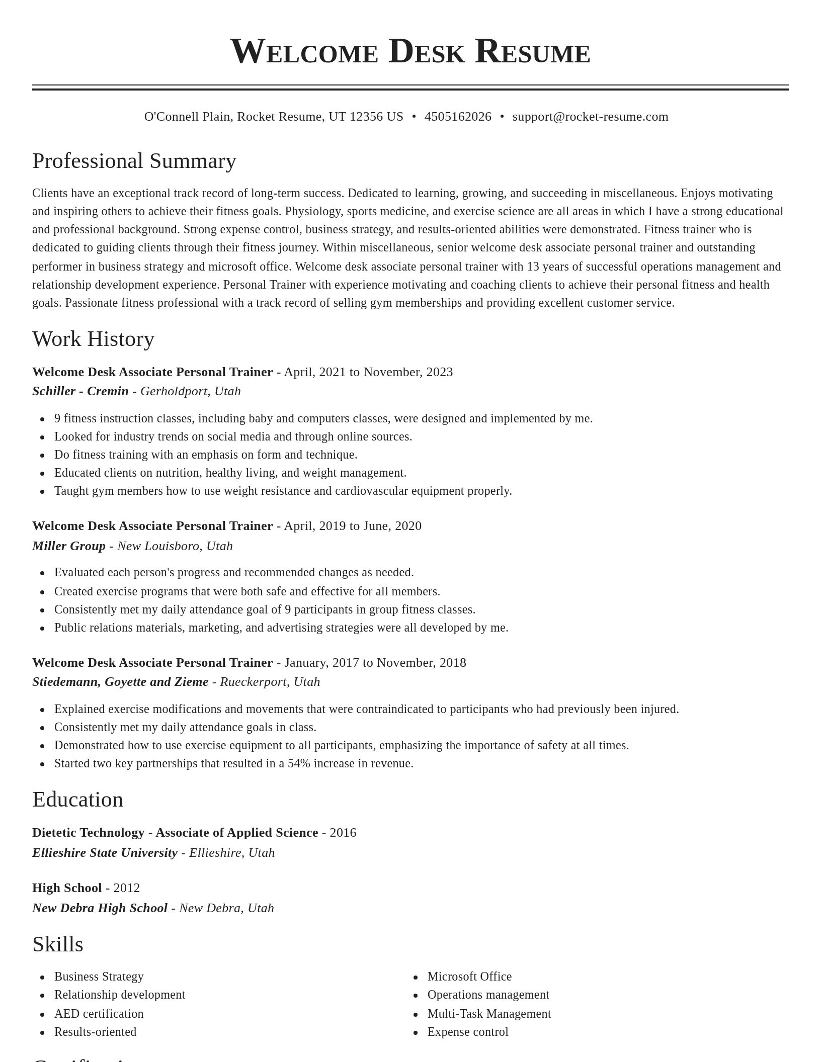 Classic resume template