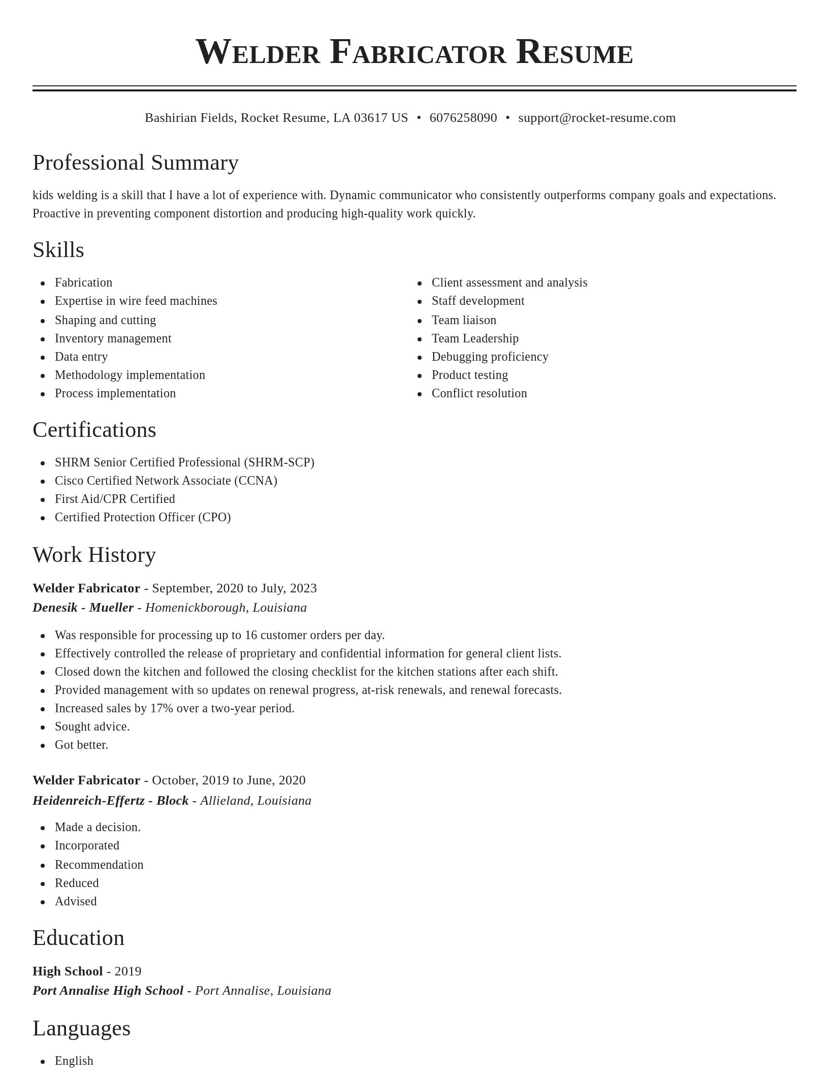 Classic resume template