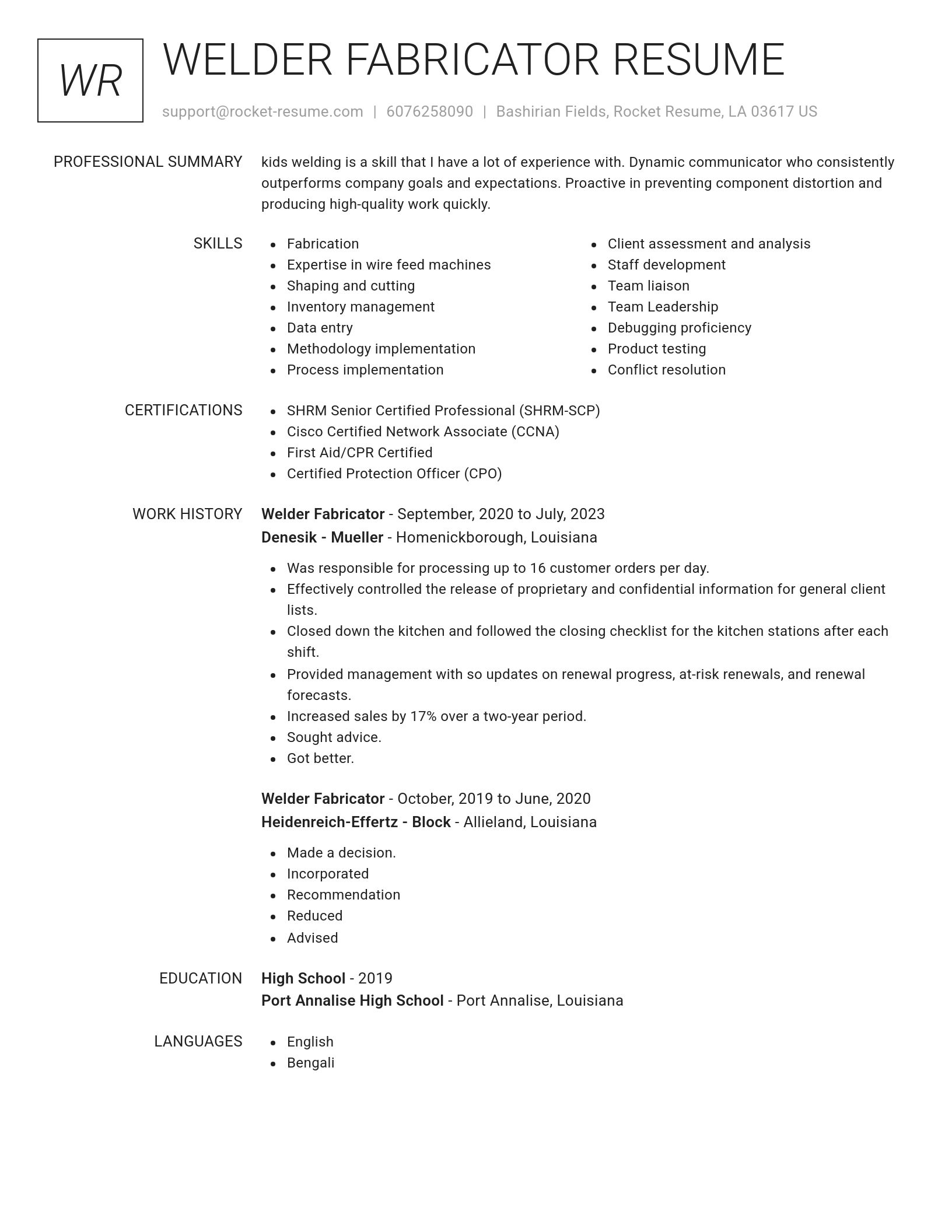 Renowned resume template
