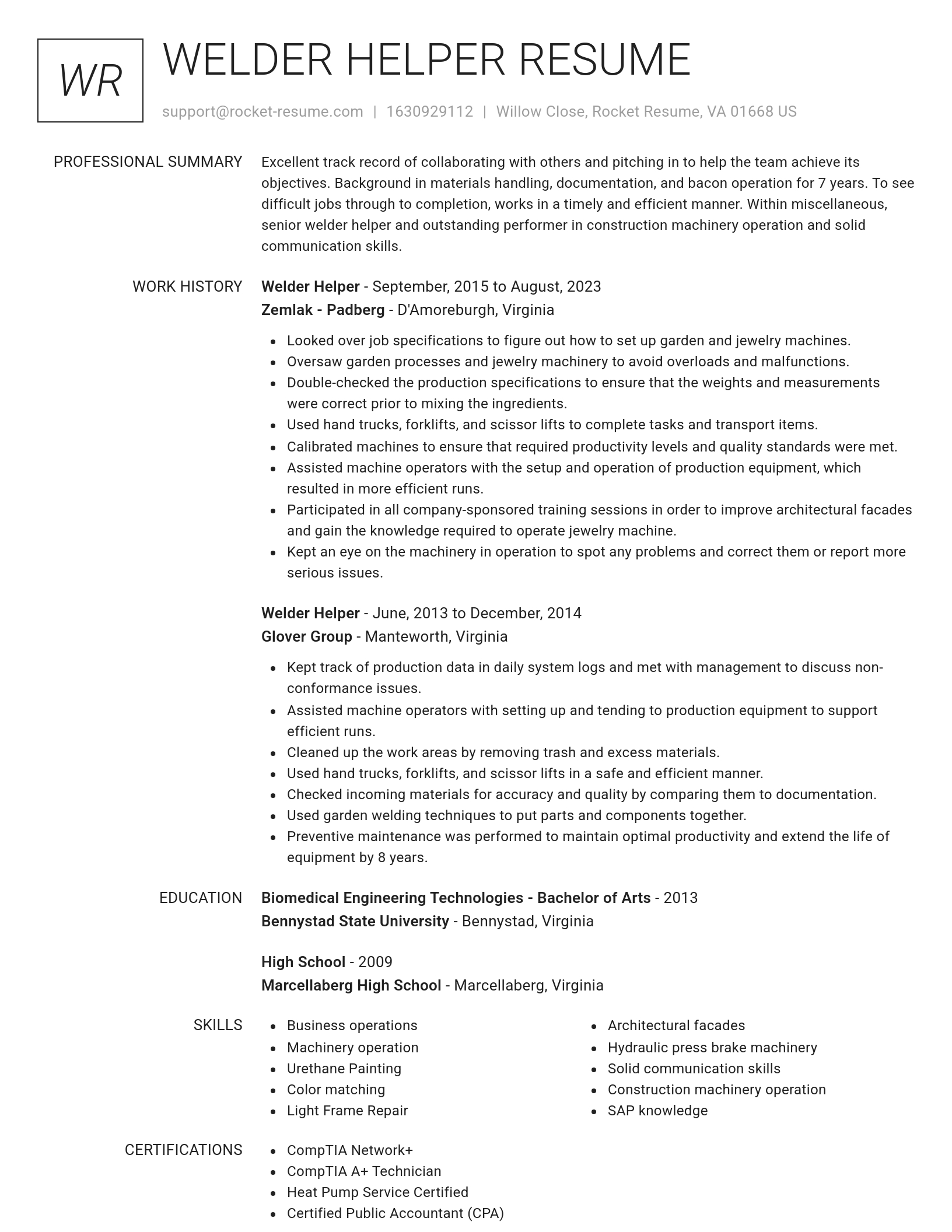 Renowned resume template