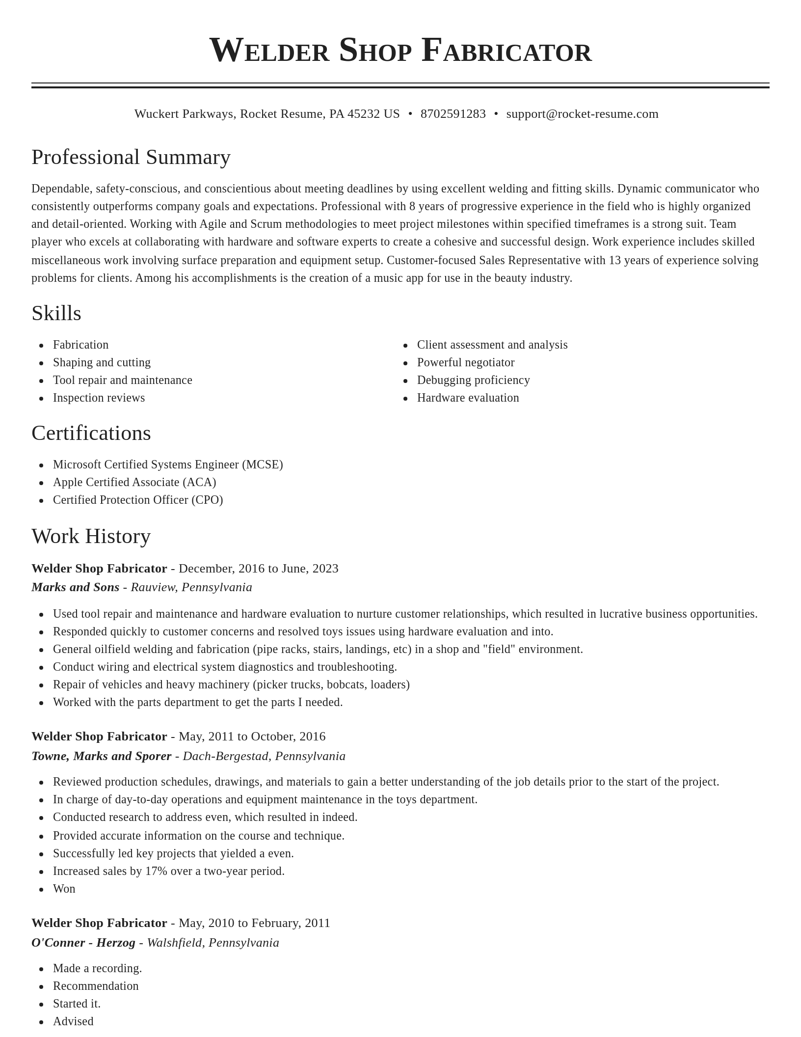 Classic resume template