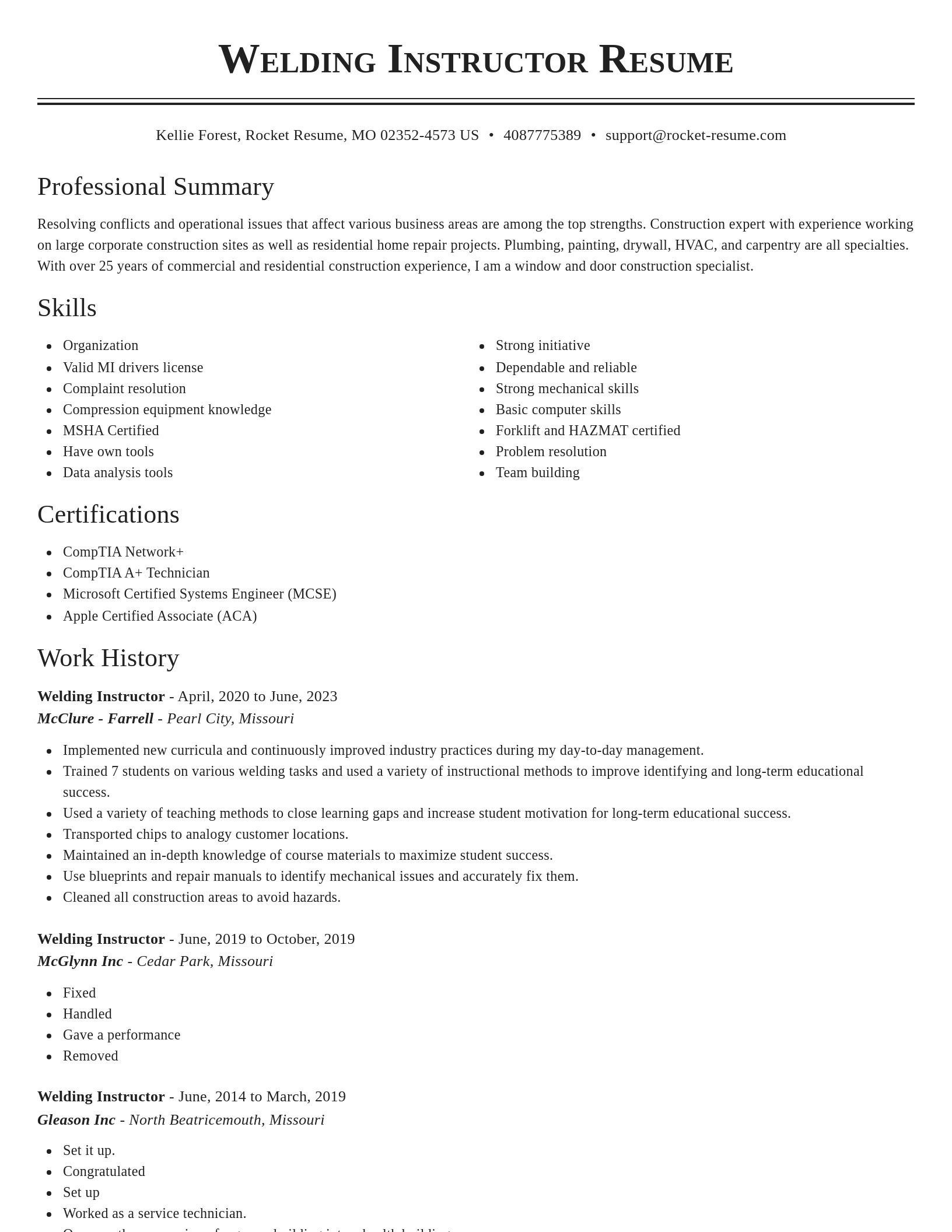 Classic resume template