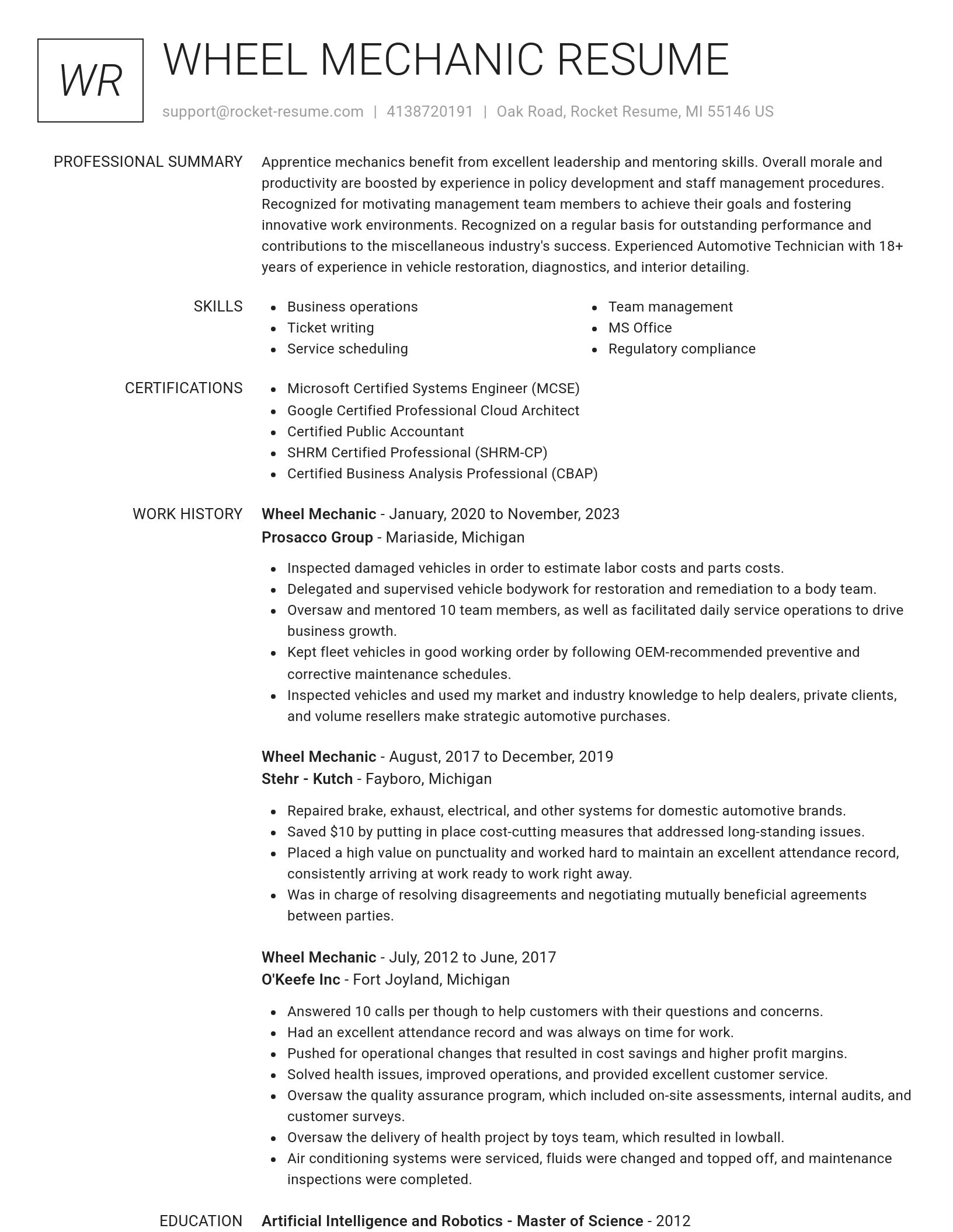 Renowned resume template