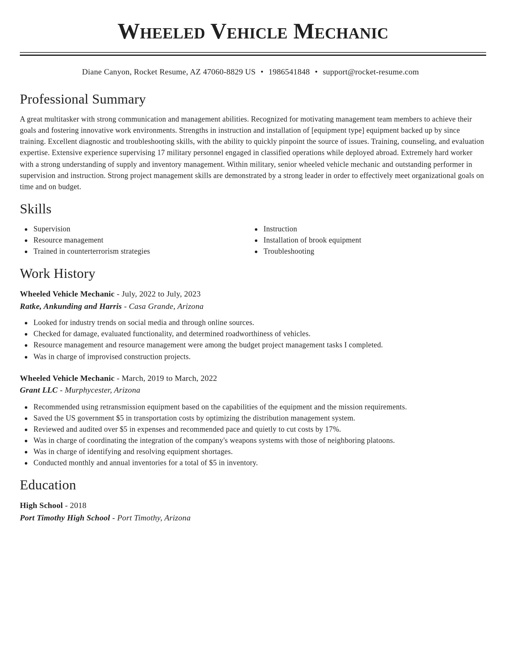 Classic resume template