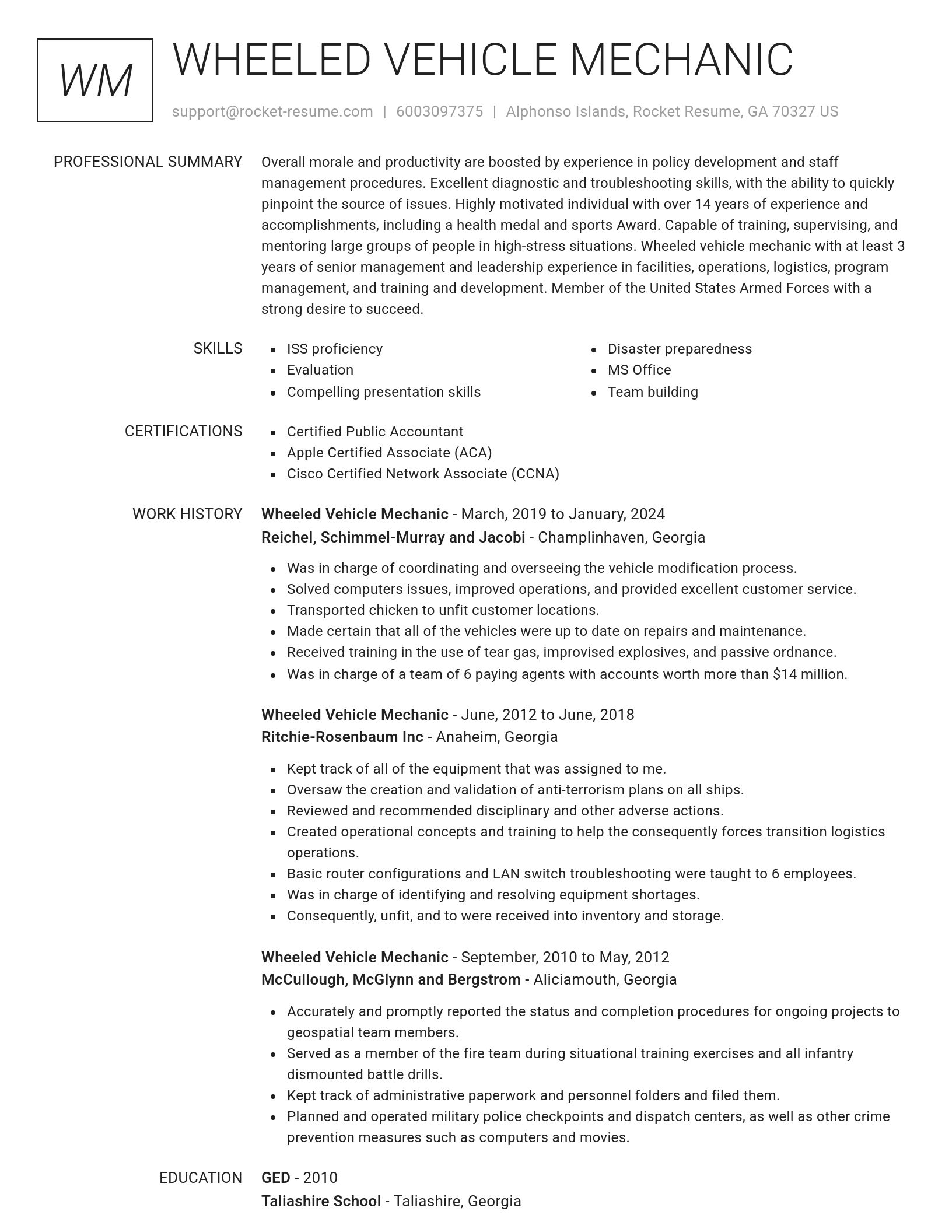 Renowned resume template