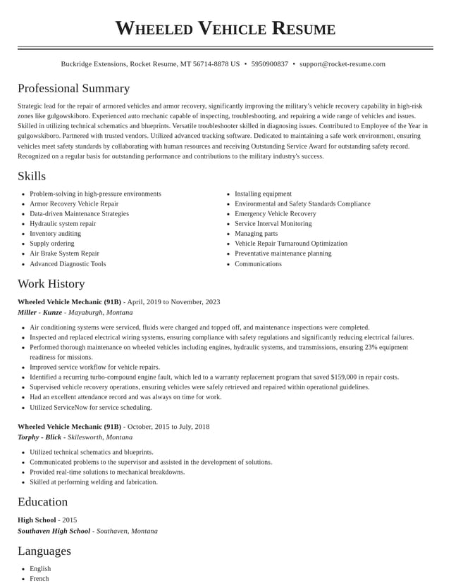 Classic resume template