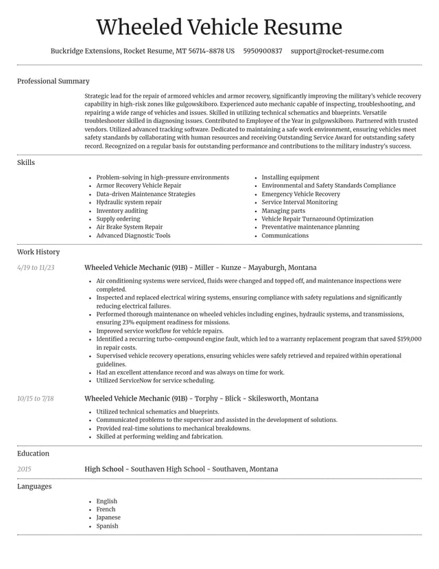 Dignified resume template