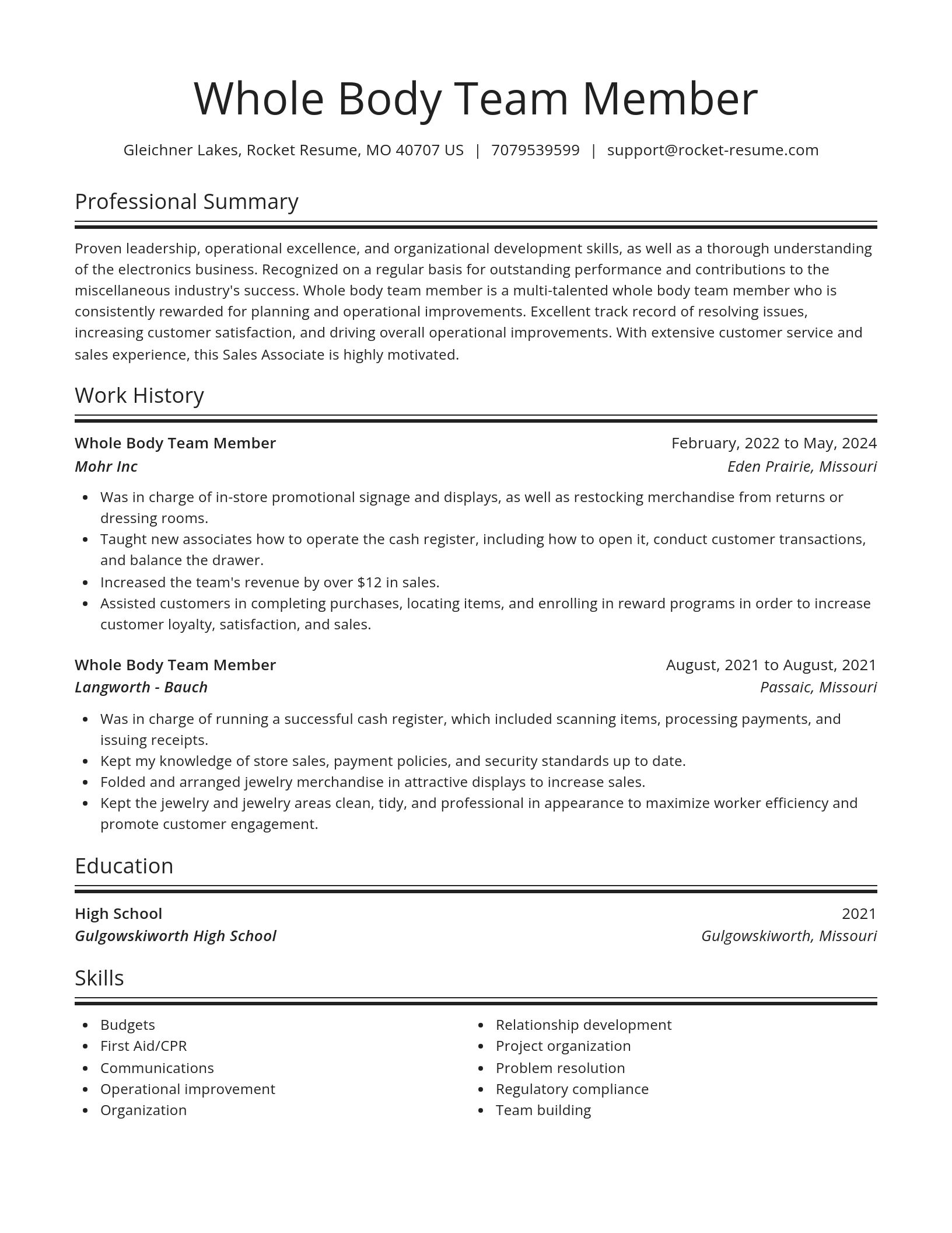 Spotlight resume template