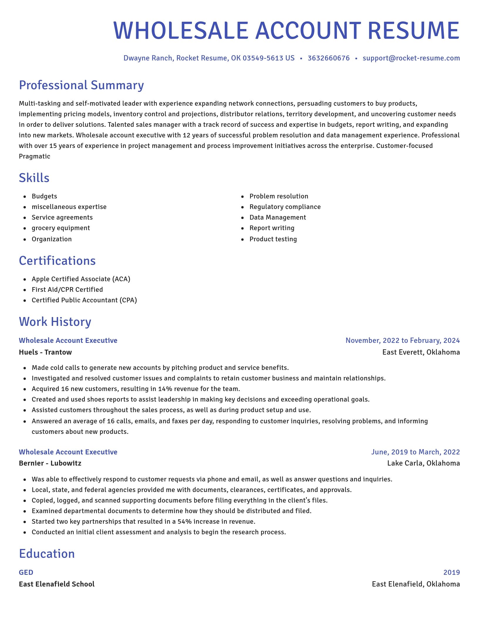 Novel resume template