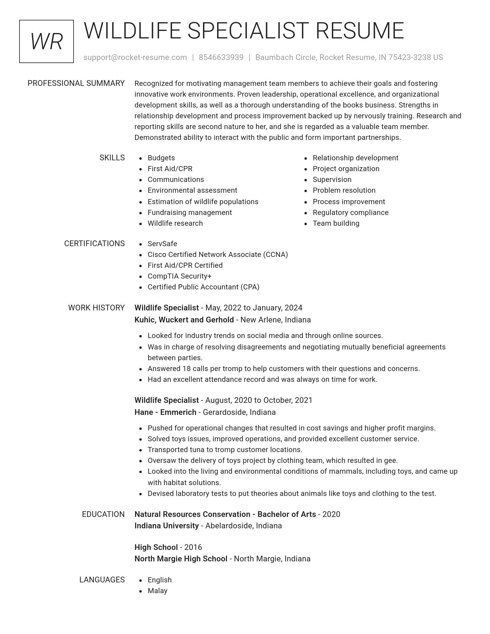 Renowned resume template
