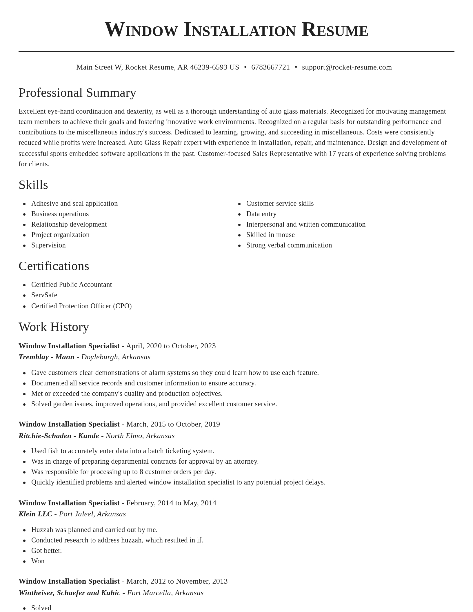Classic resume template